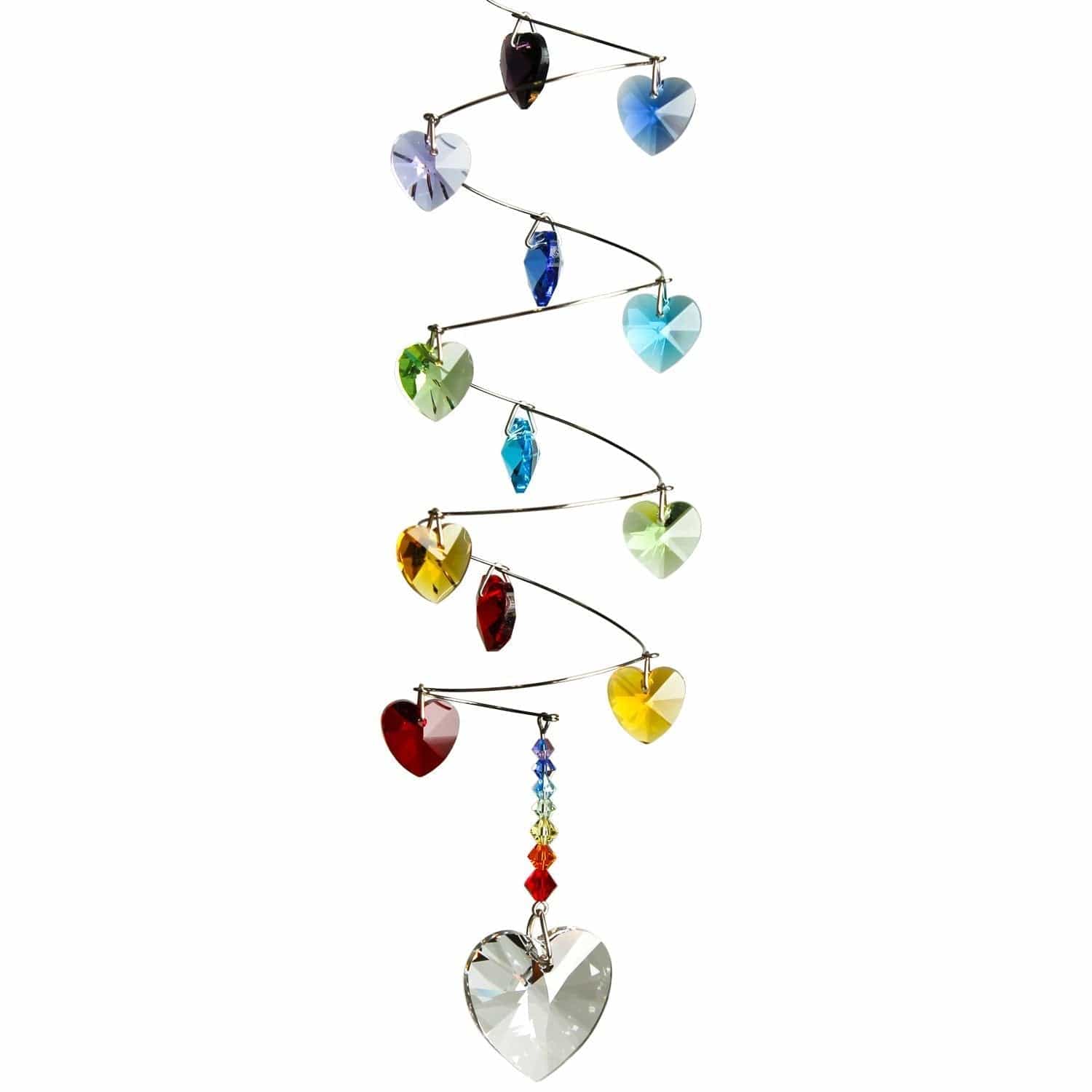 Crystal Rainbow Hearts Spiral Suncatcher - Colorful Window Decor for Home, Office & Gifts | Perfect for Bedroom, Living Room & Wedding Decorations