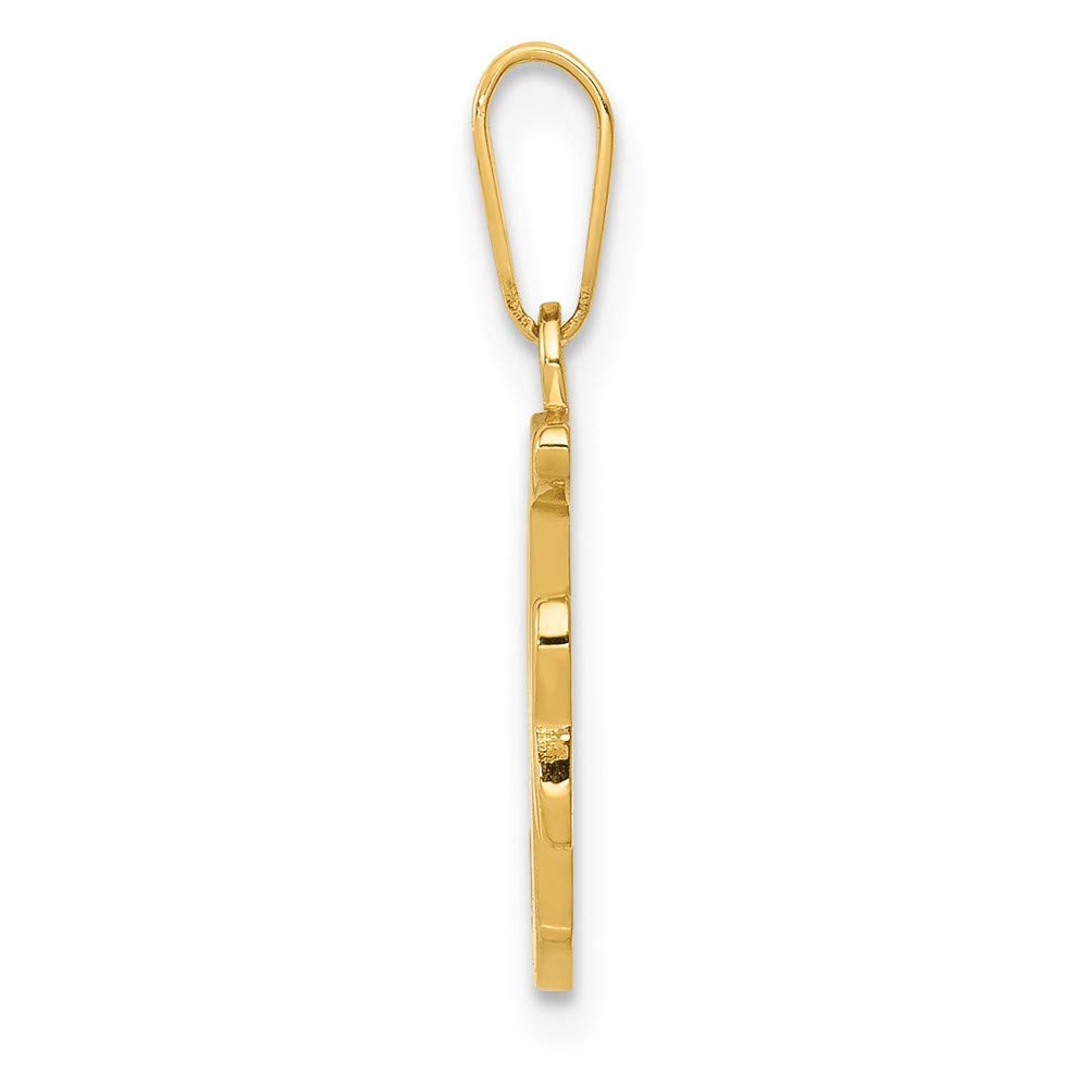 14K Solid Yellow Gold F Initial Letter Pendant Necklace - 18mm x 12mm Alphabet Charm for Women, Perfect Gift for Birthday, Anniversary & Valentine's Day
