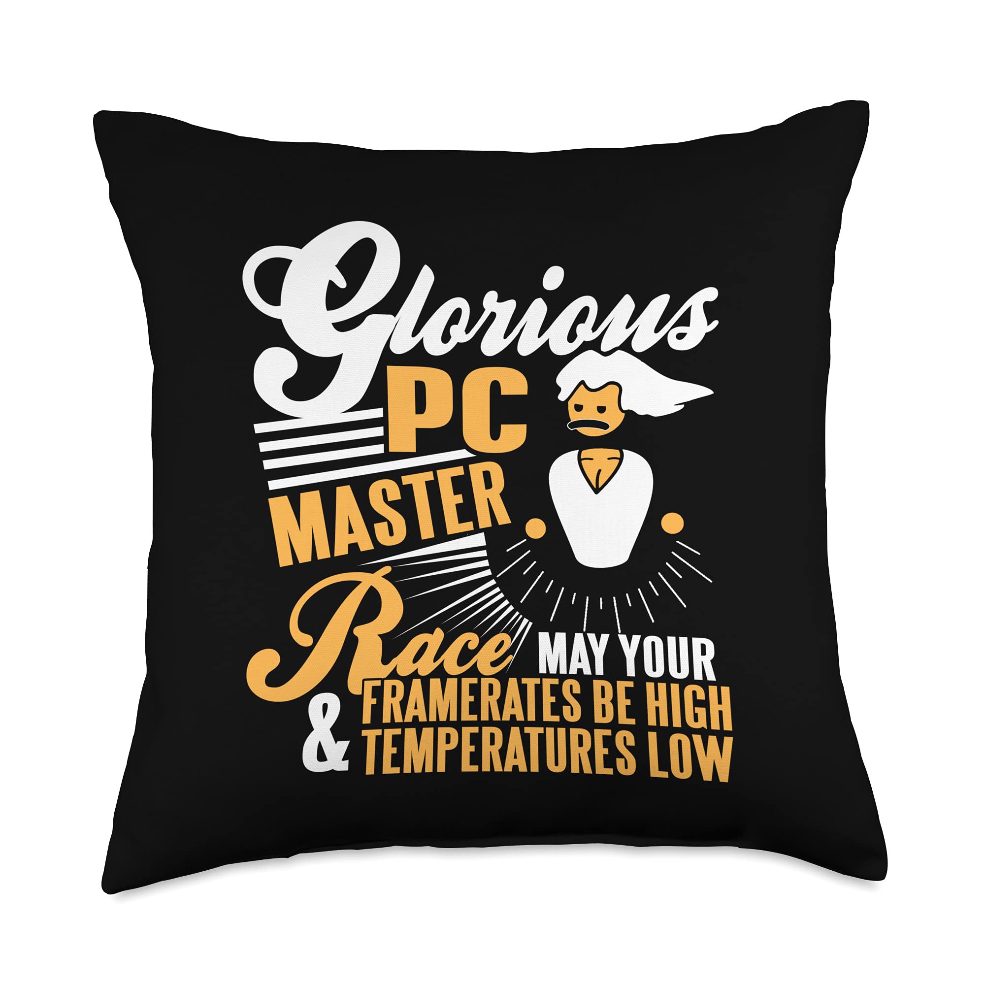 Glorious PC Gaming Master Race & Esports Apparel Throw Pillow 18x18 Inch - Multicolor Gaming Decor for PC Setup, Streamer Room & Gamer Gifts