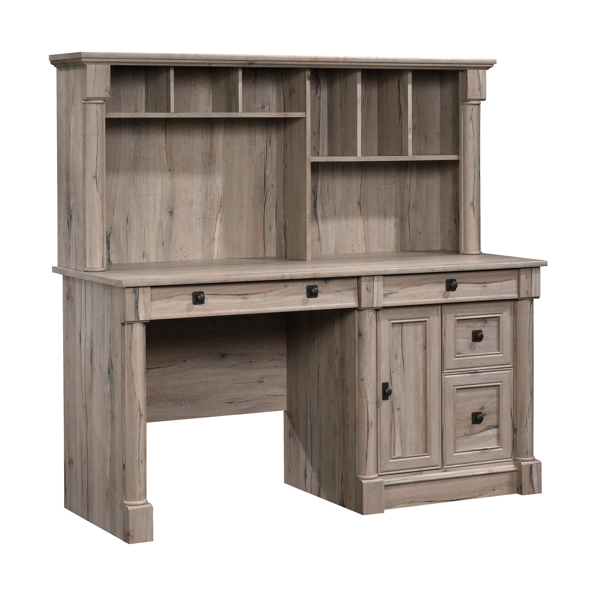Sauder 424814 Palladia Computer Desk with Hutch, Split Oak Finish - Home Office Desk with Storage Shelf & Hutch for Small Spaces, Study, Work from Home