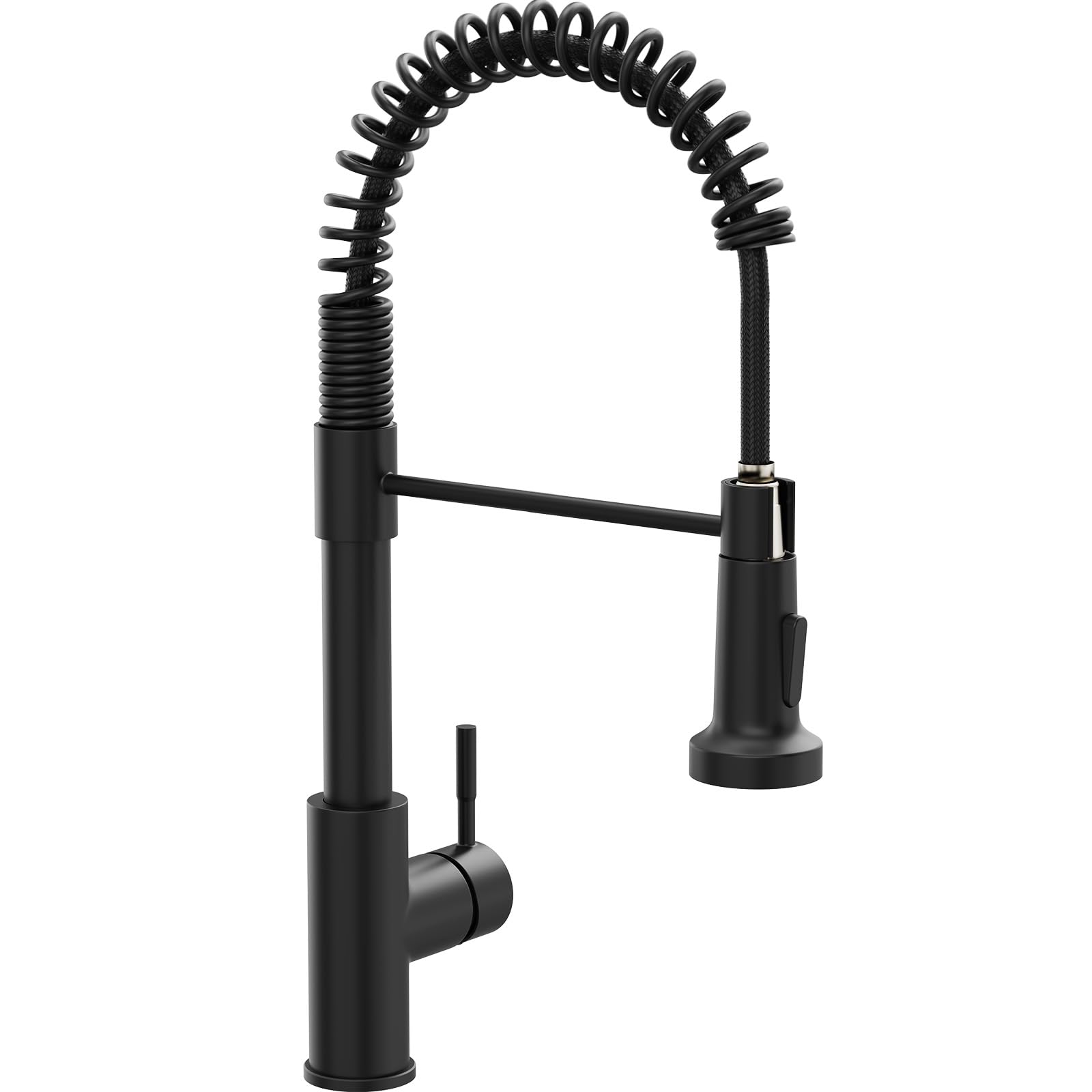 Premium Black Kitchen Faucet with Pull Down Sprayer - Single Hole Spring Loaded Sink Faucet for Modern Farmhouse, RV, Laundry Room & Outdoor Use - Ideal for Camping, Mobile Homes & Commercial Kitchens - Durable Matte Finish Waterfall Design
