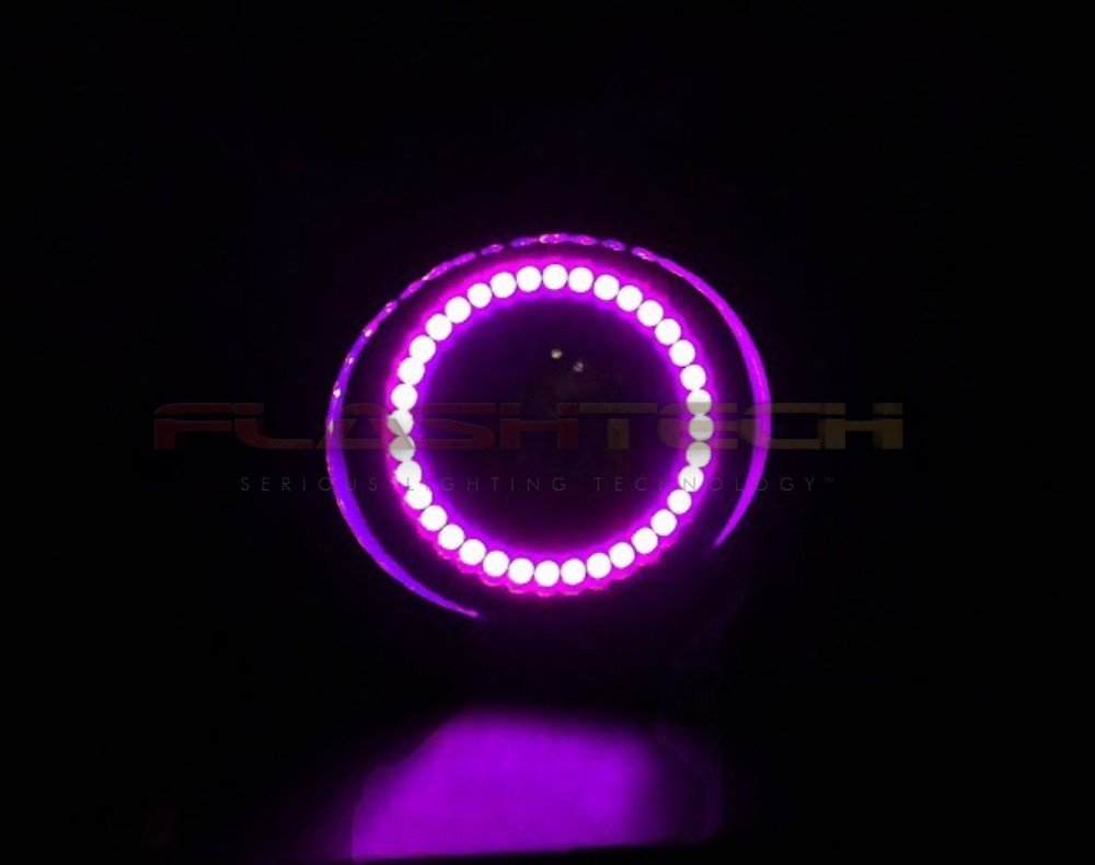 Flashtech LED RGB Multi-Color Waterproof Halo Ring Fog Lights with RF Remote for Dodge Charger 2005-2010 | Daytime Running Lights & Off-Road Lighting Accessories