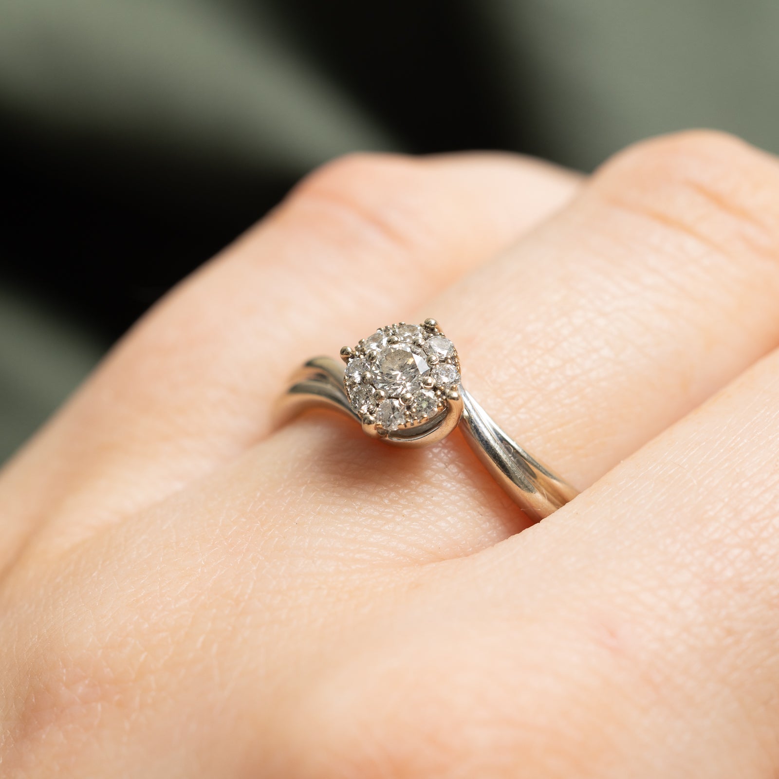 Exquisite 0.27ctw Diamond Halo Bypass Engagement Ring - Size 7.5 - Perfect for Proposals, Anniversaries & Special Occasions