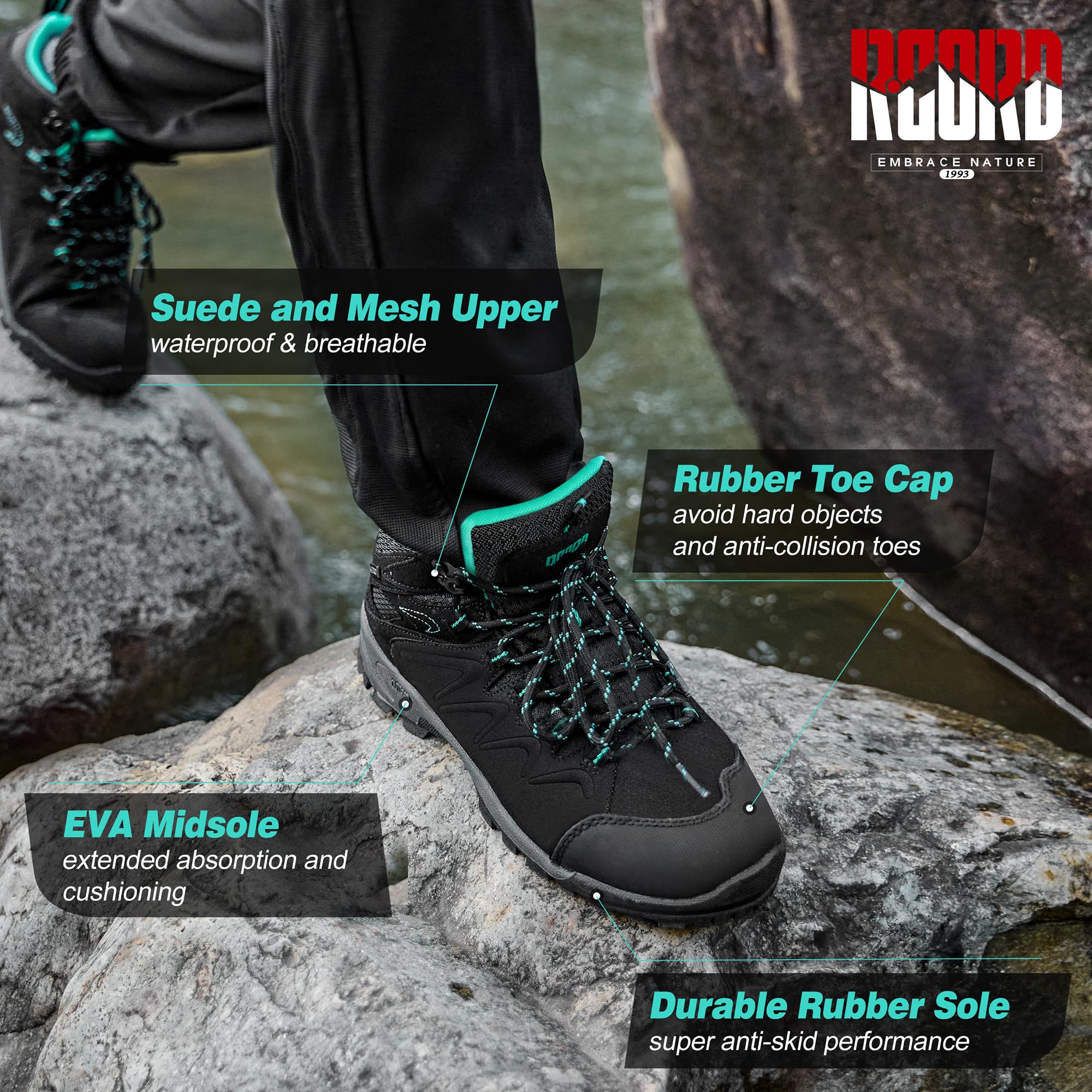 Waterproof Women's Hiking Boots - Comfortable Non-Slip Breathable Outdoor Trekking Shoes for Camping & Trail Walking | Perfect for Mountain Hiking, Backpacking & Outdoor Adventures