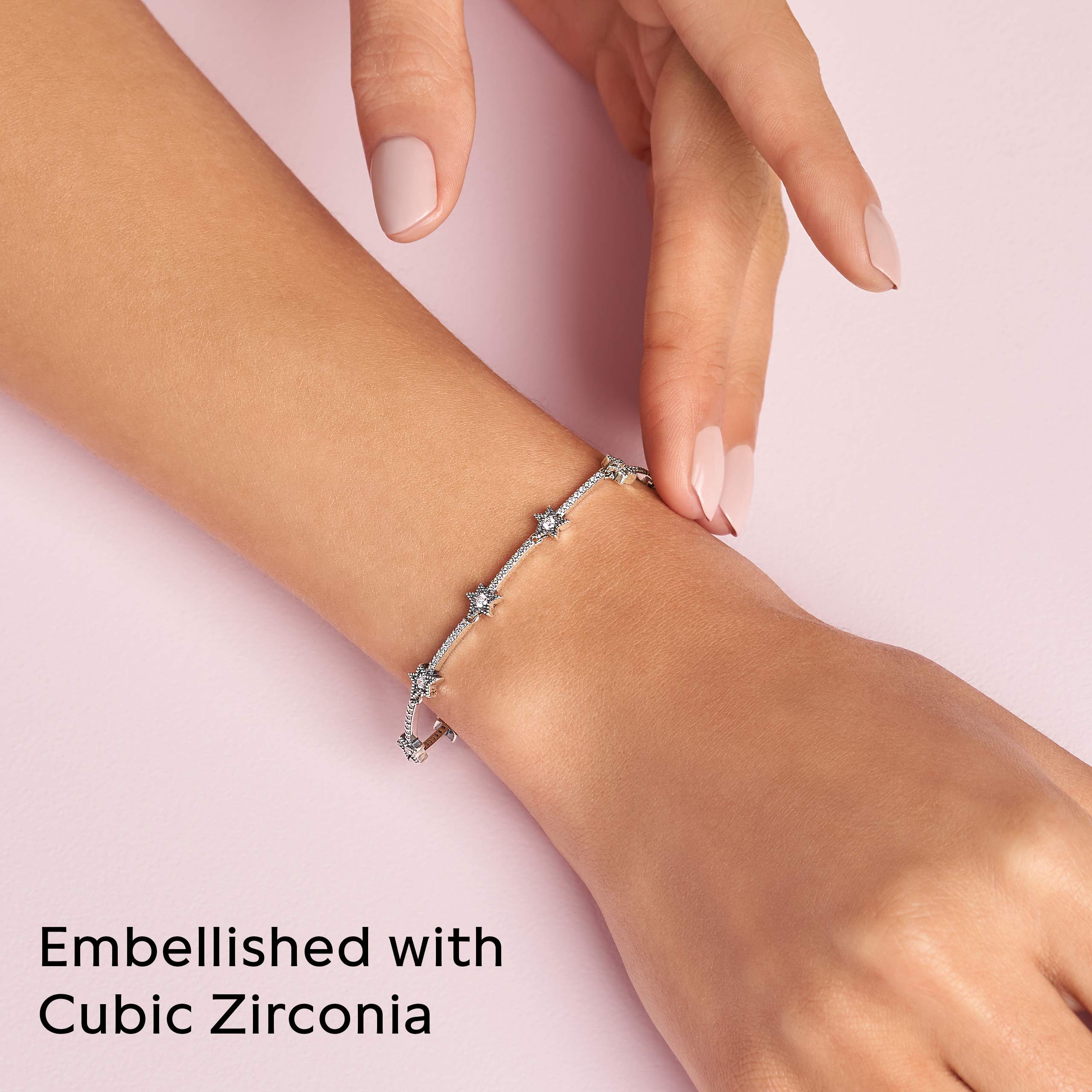 PANDORA Celestial Stars Bracelet for Women - Sterling Silver & Cubic Zirconia Charm Bracelet - Elegant Gift Box Included - Perfect Birthday, Anniversary & Valentine's Day Present - Jewelry for Everyday Wear & Special Occasions