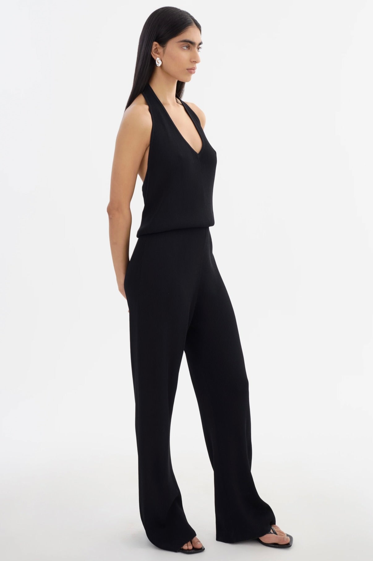 Nuria Rib Knit Jumpsuit for Women - Stretchy Comfortable One-Piece Romper with Long Sleeves - Perfect for Casual Outings, Date Nights, and Office Wear