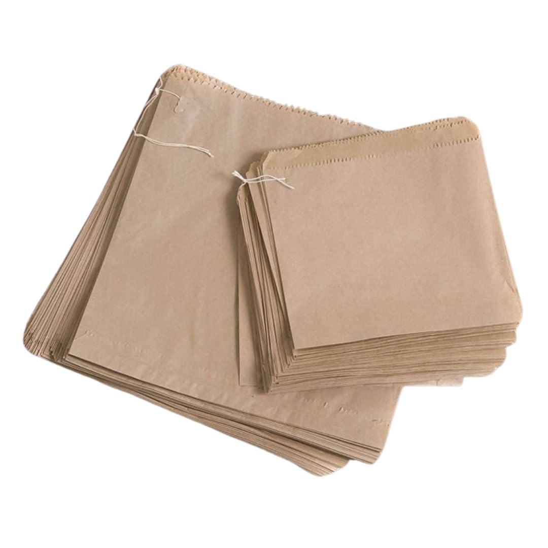 Eco-Friendly Brown Paper Bags - 7x7 Inch (200 Pack) - Multi-Size Grocery Bags for Vegetables, Fruits, Bread & Sandwiches | Perfect for Food Storage, Bakery Packaging, Party Favors & Bulk Candy Bags | Sustainable & Versatile Paper Food Bags for Home, Store & Market Use