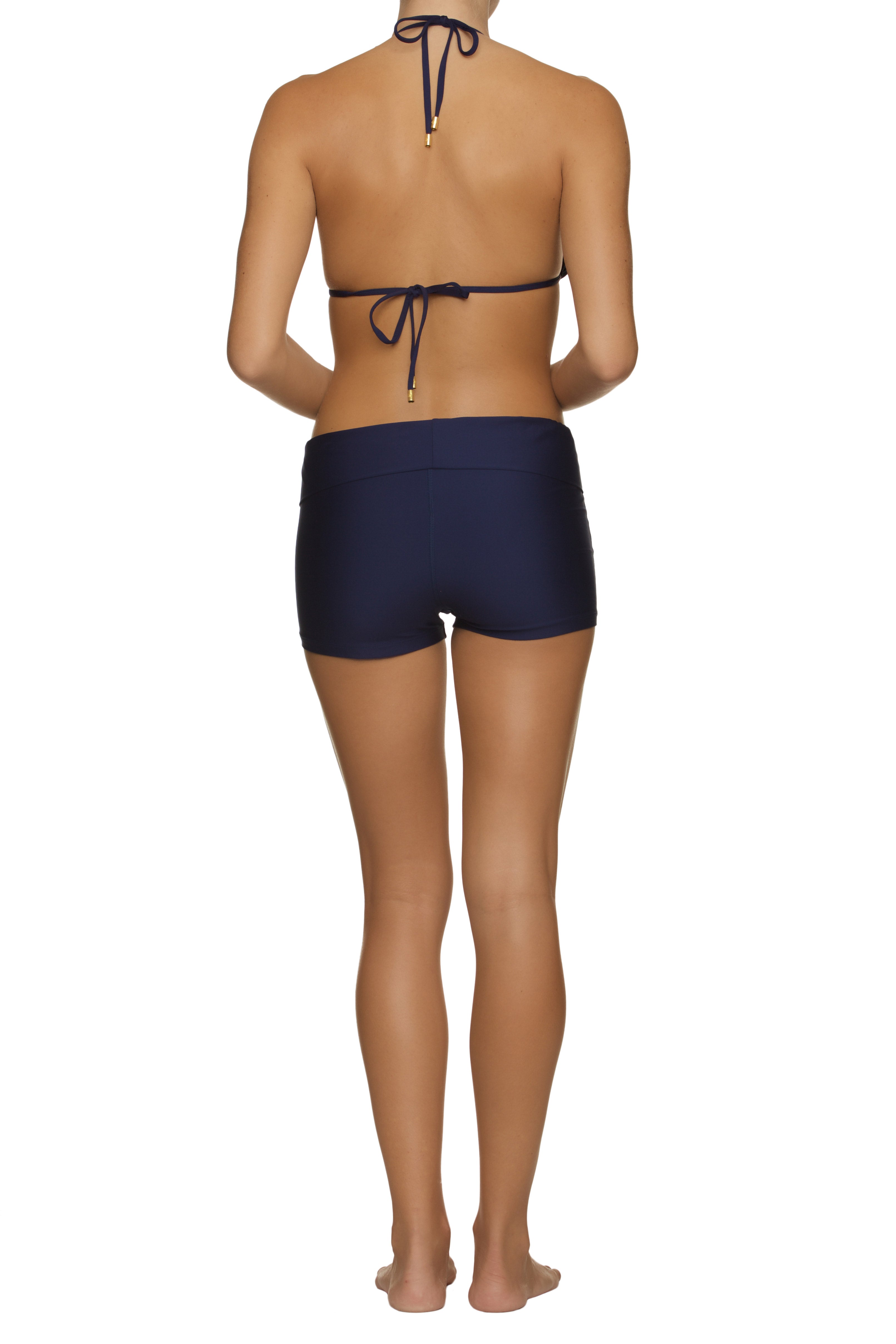 Women's High Waist Fold Over Yoga Shorts - Navy Blue - Comfortable Workout & Lounge Wear for Yoga, Running, and Home Relaxation