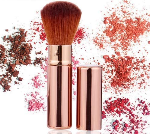 Belicia 1PC Retractable Kabuki Makeup Brush - Travel Friendly Blush & Foundation Brush for On-the-Go Touch Ups (Multicolor) - Perfect for Travel, Gym Bag & Everyday Makeup Routine