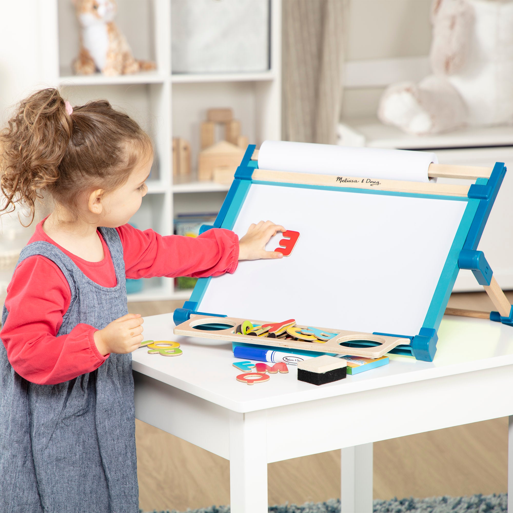 Double Sided Magnetic Tabletop Easel - Whiteboard & Chalkboard for Kids & Adults - Perfect for Home, Office & Classroom Use - Great for Drawing, Writing & Teaching