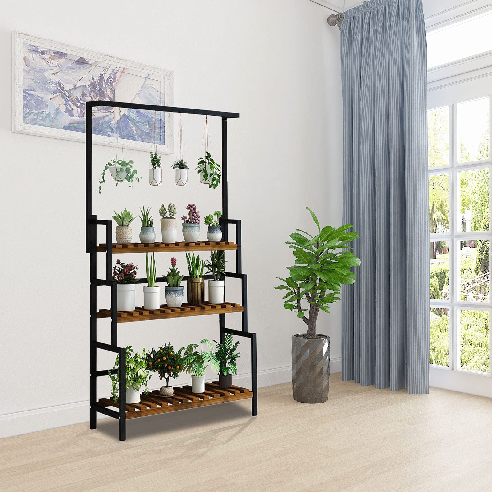 3-Tier Large Metal Plant Stand - Heavy Duty Flower Pot Shelf Organizer for Indoor & Outdoor Use - Perfect for Balcony, Garden, Patio, and Home Decor