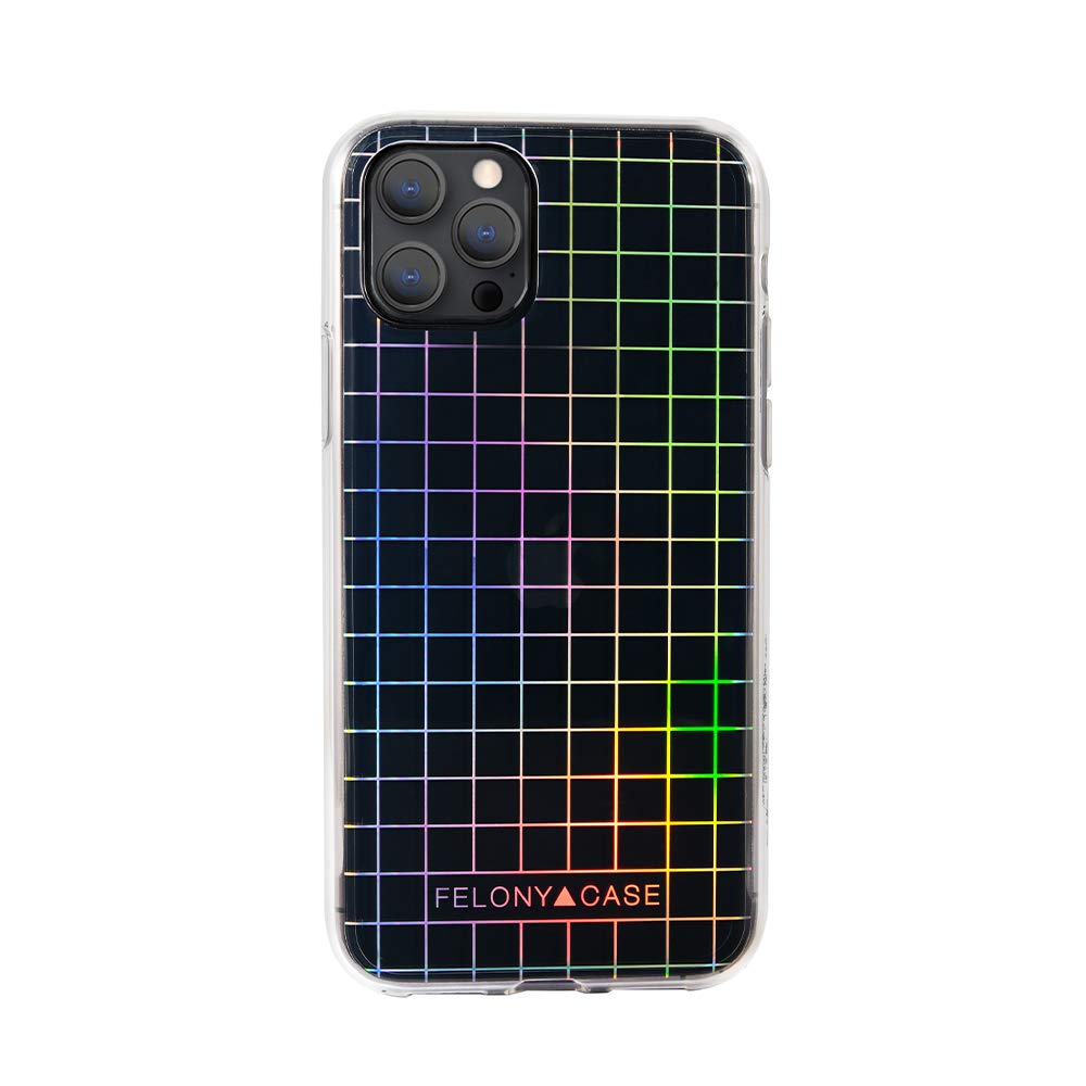 FELONY CASE - iPhone 12 Pro Max Case - Holographic Grid Phone Cover - Anti-Scratch, Wireless Charging Compatible, 360° Shockproof Protective Case for Apple iPhone 12 Pro Max - Perfect for Everyday Use, Travel & Outdoor Activities