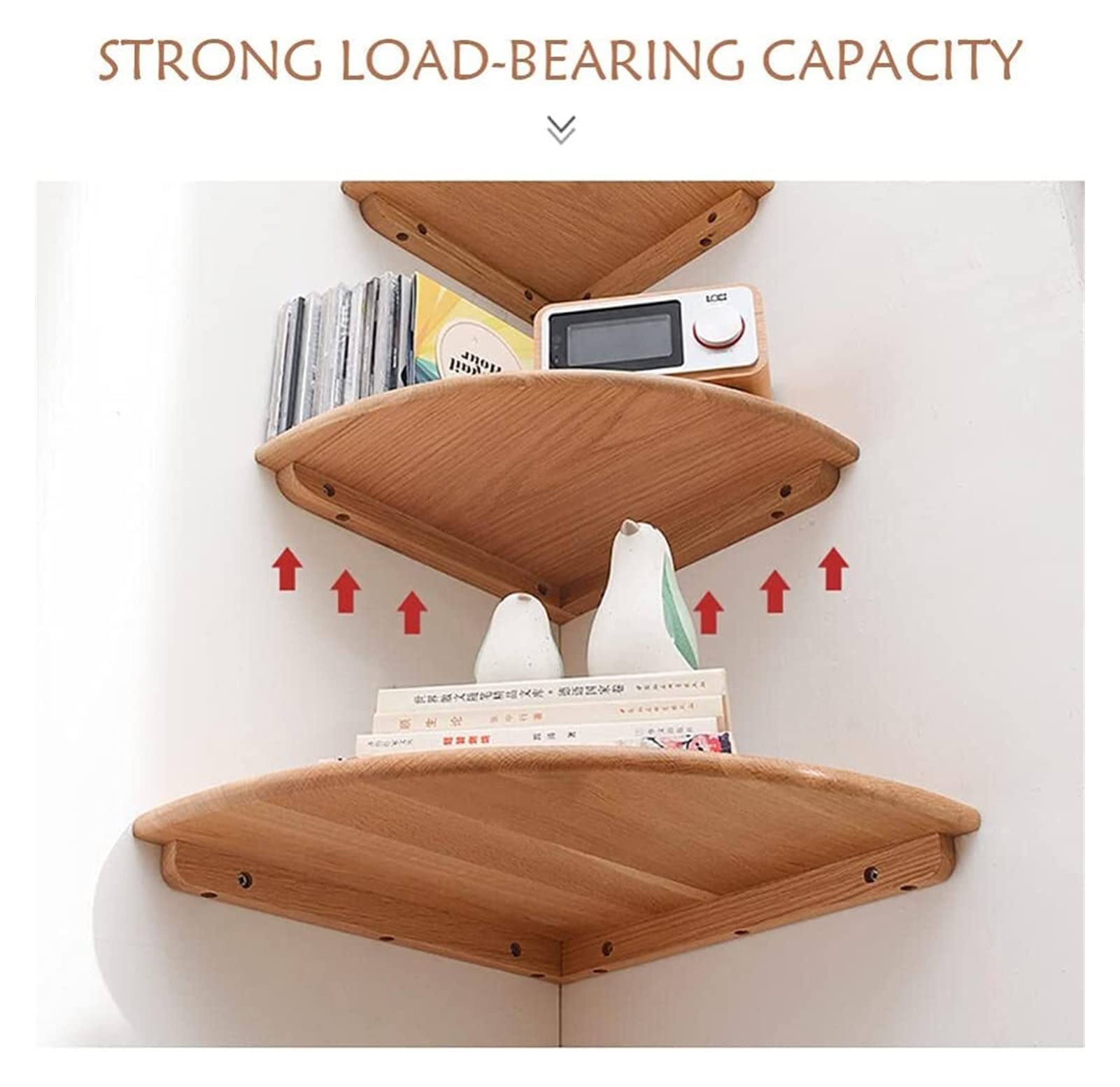 Floating Wall Shelf - Solid Wood Corner Shelves for Storage & Display, Farmhouse Style Bookshelf for Bedroom & Bathroom Organization | Perfect for Plants, Books & Home Decor