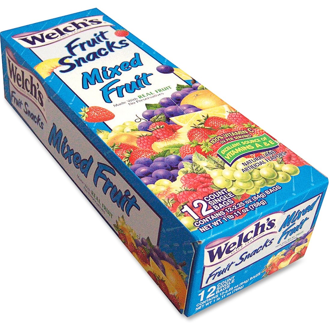 Healthy Fat-Free Fruit Snacks with Vitamin C, A & E - 2.25 oz Pack (12 Bags/Box) - Perfect for Lunchboxes, Office Snacks & On-the-Go Energy Boost