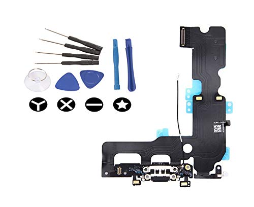 Original Title: (md0410) Black USB Charging Port Charge Dock Connector Charger mic Flex Ribbon Cable Replacement Part Compatible for iPhone 7 Plus + Tools Kit   Optimized Title: **iPhone 7 Plus USB Charging Port Replacement - Black Dock Connector & Flex Ribbon Cable with Tools Kit | Compatible with iPhone 7 Plus | Fast Charging & Data Sync | DIY Repair Solution**