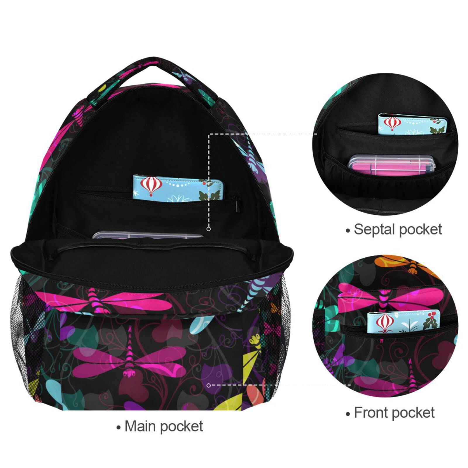 WIHVE Dragonfly Backpack - Lightweight School Backpack for Students, Travel Daypack with Laptop Compartment - Perfect for School, College, Travel & Outdoor Adventures