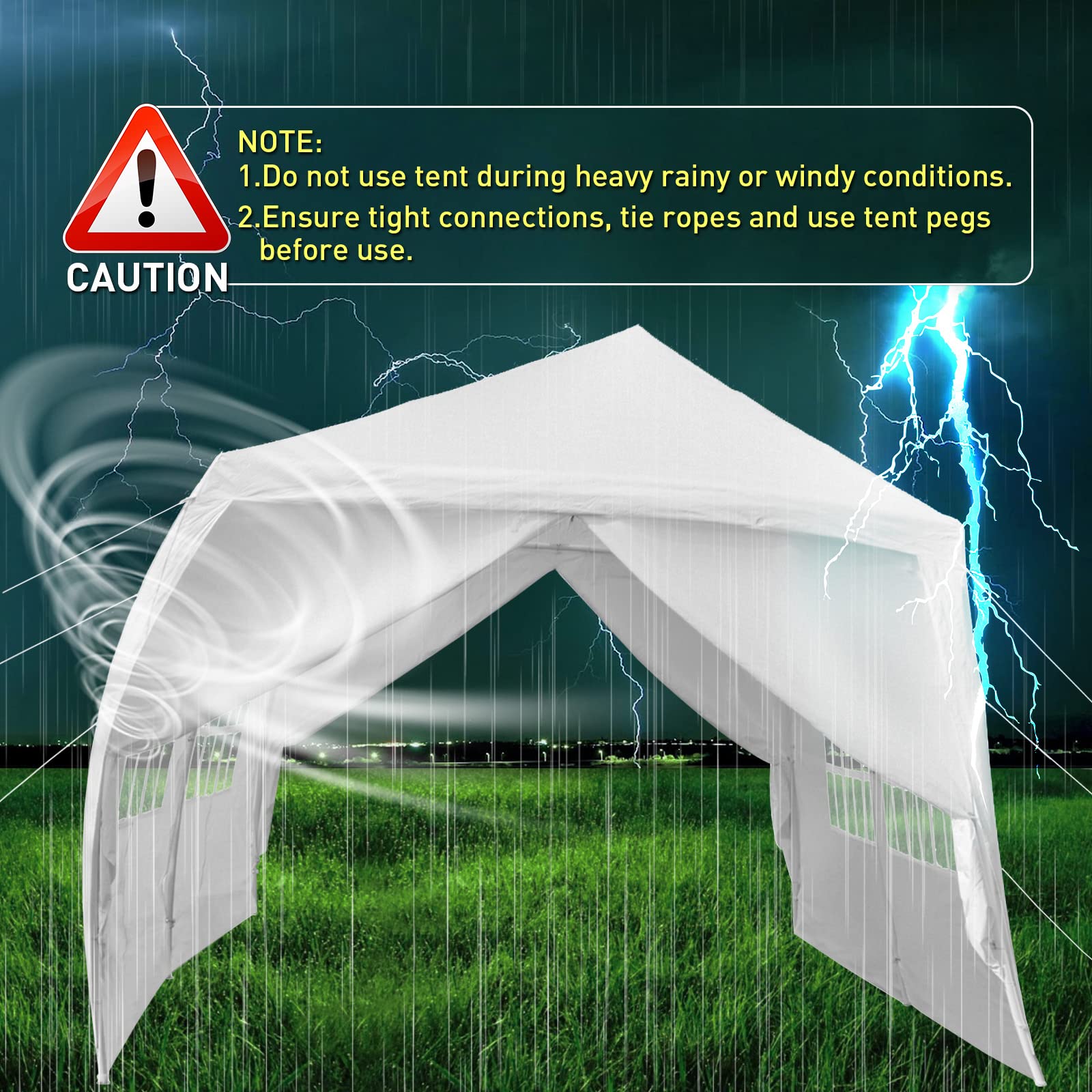 BNSPLY 10x20 FT White Outdoor Party Tent - Large Wedding & Birthday Canopy with 6 Removable Sidewalls & Transparent Windows - Perfect for Garden Events, Backyard Parties, Patio Gatherings and Outdoor Celebrations
