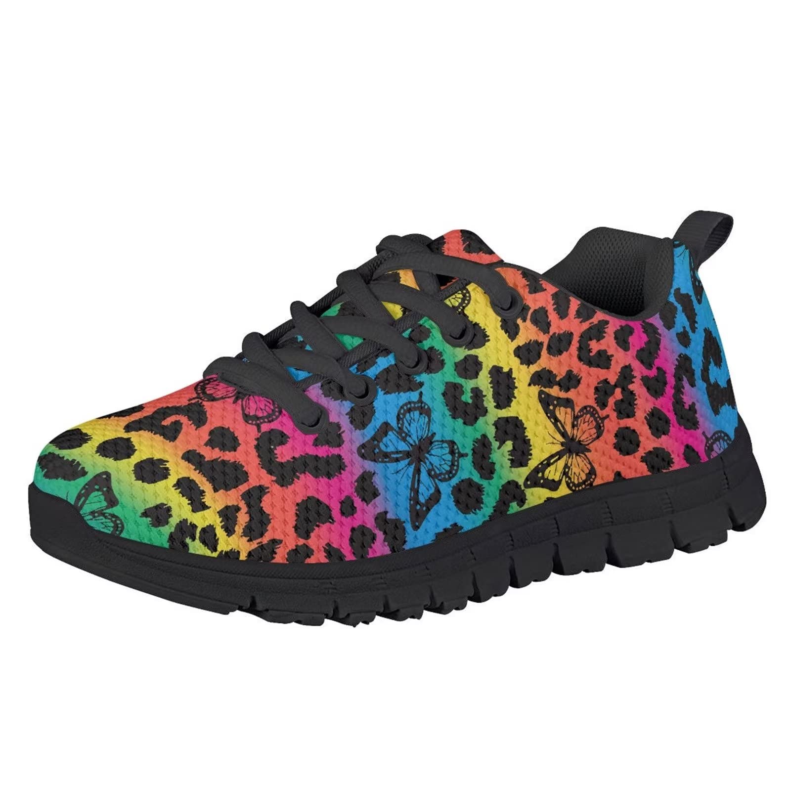 Leopard Print Running Shoes for Girls - Lightweight Comfortable Kids Tennis Sneakers for Walking & Sports | Animal Skin Design, Perfect Gift for Active Girls | Ideal for School, Playdates & Outdoor Activities