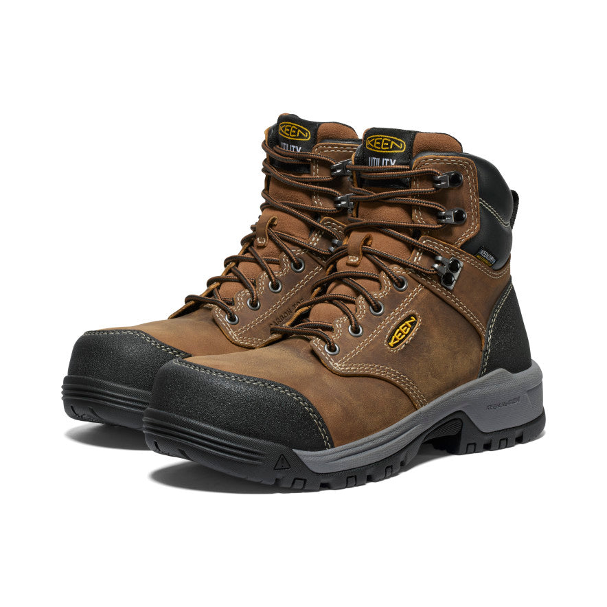Women's Evanston 6 Waterproof Work Boots with Carbon Toe - Bison/Black - Durable Safety Boots for Construction, Hiking & Outdoor Work