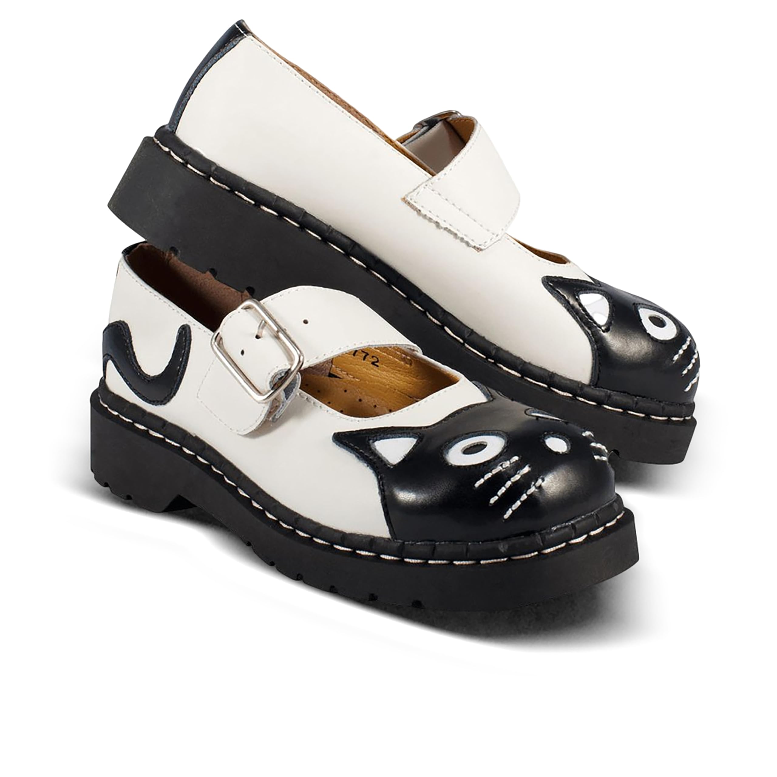 T.U.K. Women's Cat Mary Jane Flat Shoes - Vintage Punk Style Comfortable Slip-Ons for Casual Wear, Cosplay & Alternative Fashion