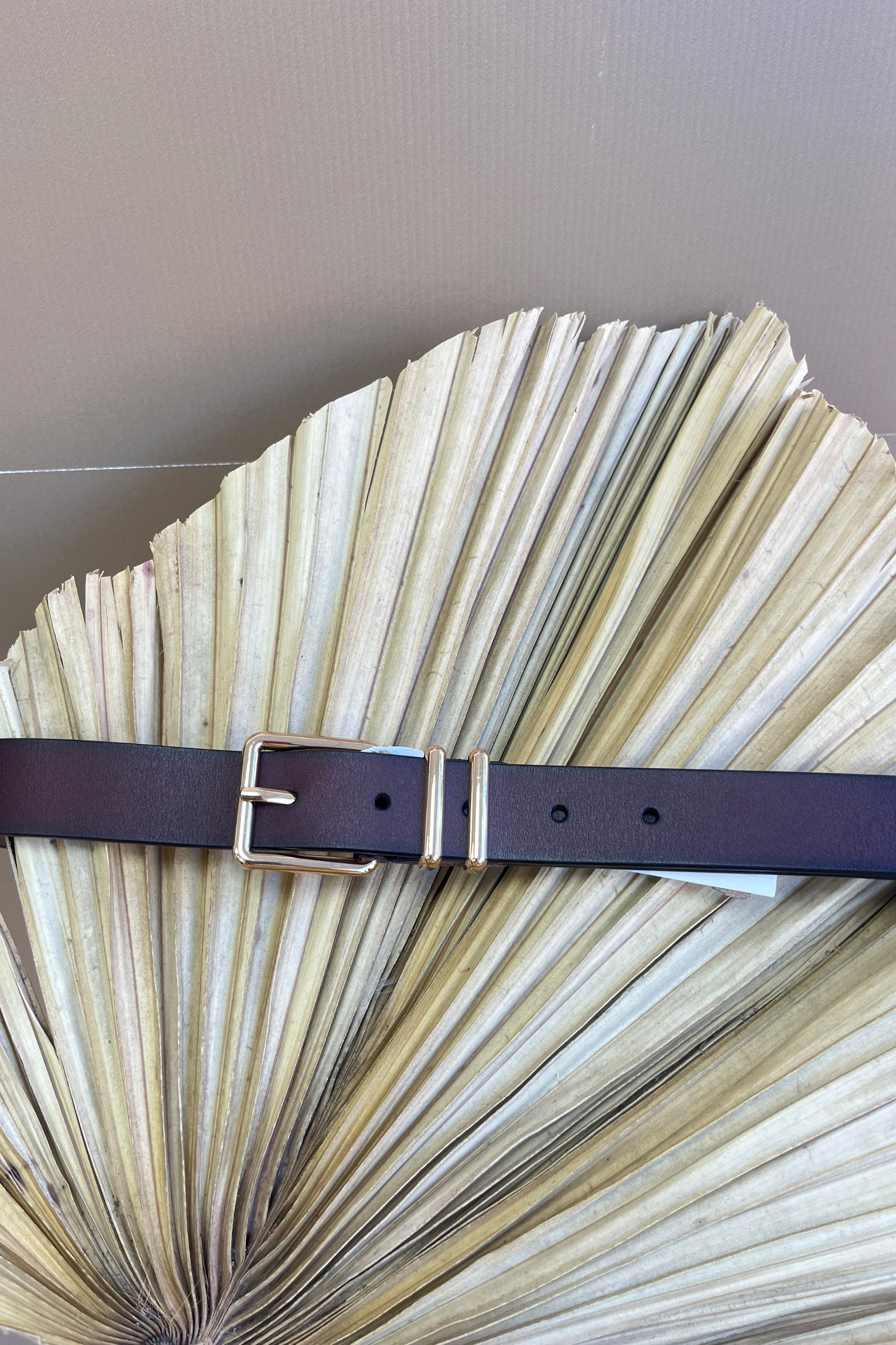 Premium Brown Leather Slim Double Bar Belt for Men - Stylish & Durable Waistband Accessory for Casual, Office & Formal Wear