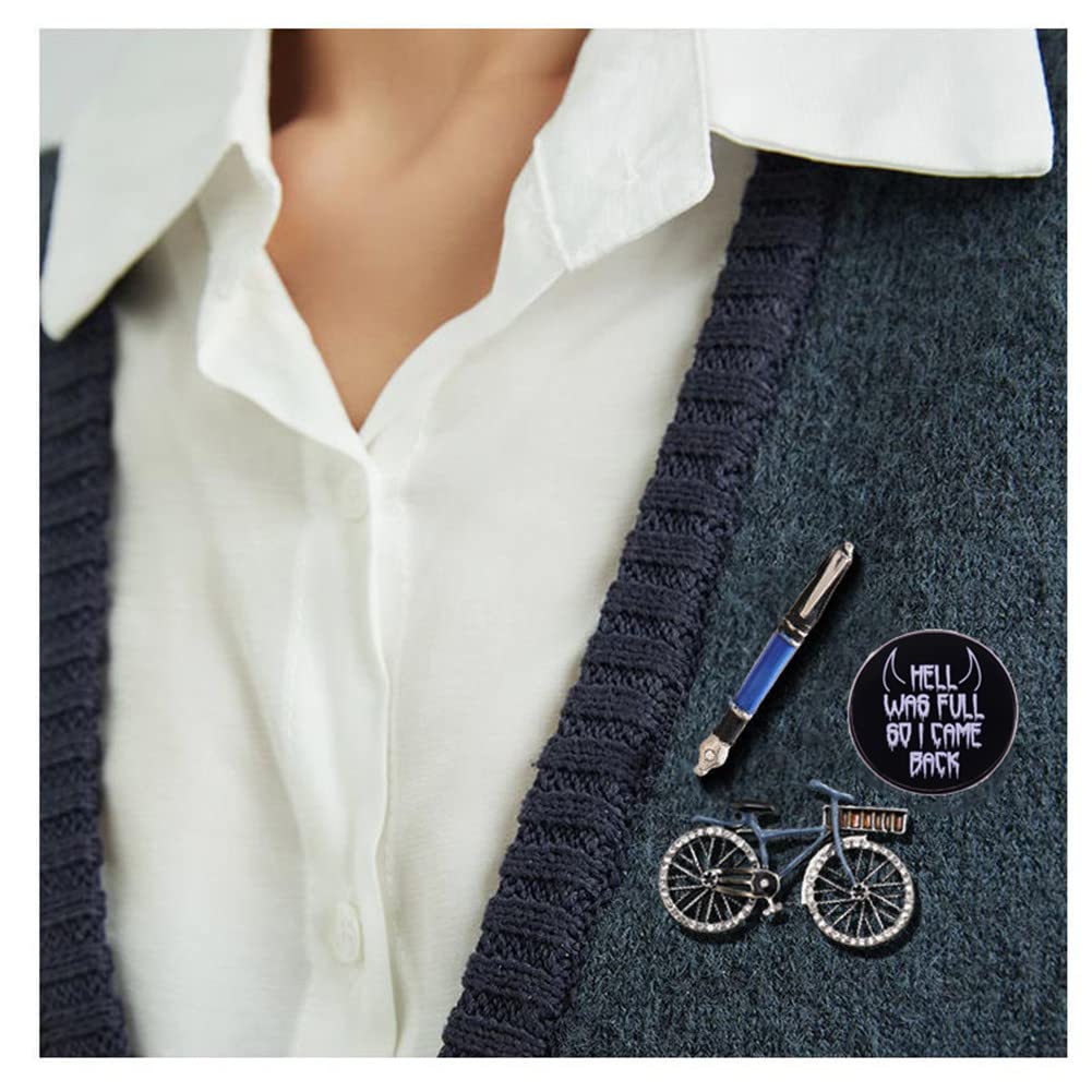 Gothic Enamel Brooch Pin - 'Hell is Full So I'm Back' Badge for Lapel, Bag & Clothes | Unique Gothic Accessory for Punk, Rock & Alternative Fashion