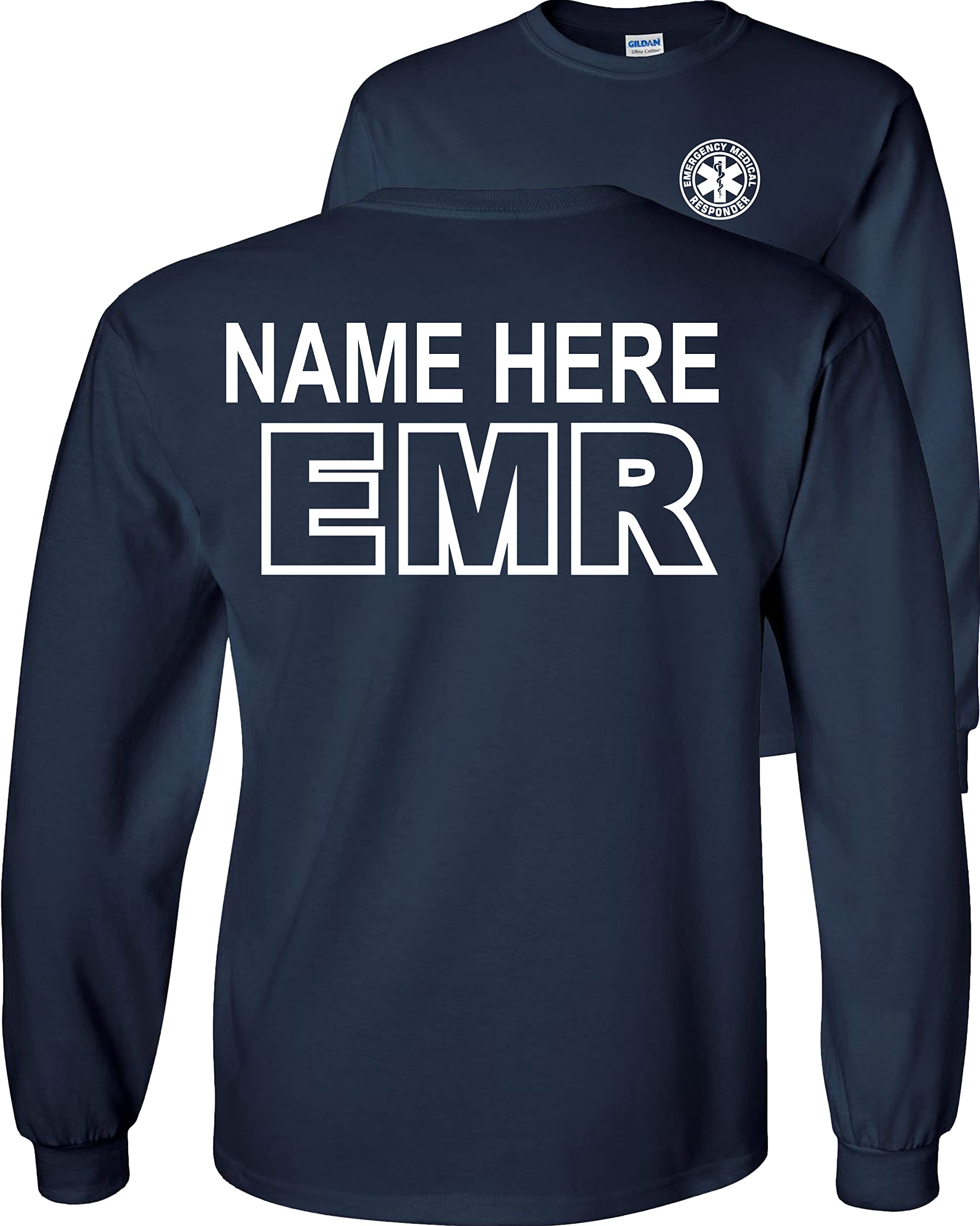 Custom EMR Long Sleeve Shirt for Emergency Medical Responders - Personalized EMT Uniform with Name & Logo - Ideal for EMS Professionals, Paramedics, and First Responders at Work or Training
