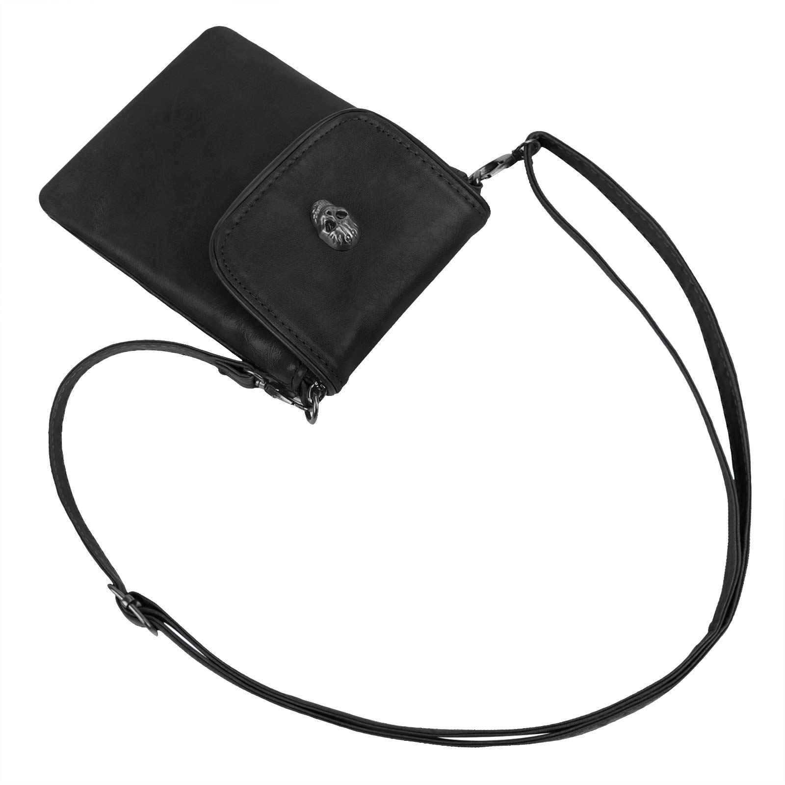 Gothic Skull PU Leather Crossbody Bag for Women & Girls - Small Shoulder Purse with Phone Pocket for Cash, Cards & Essentials | Perfect for Daily Use, Parties & Travel