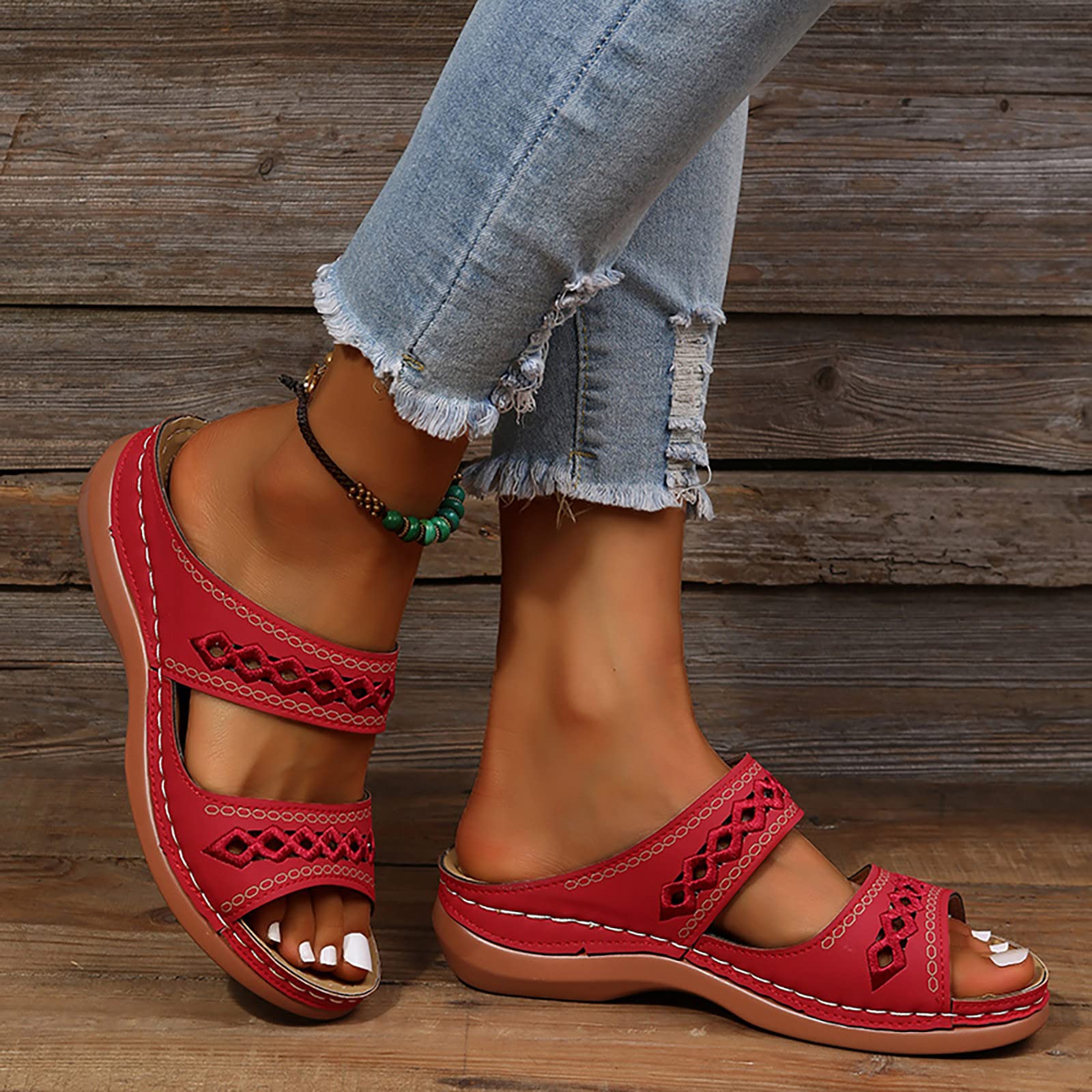 Women's Leather Espadrille Mules Sandals - Open Toe Platform Wedge Heel Slippers for Beach, Holiday & Casual Wear | White Summer Clogs with Half Heel for Women