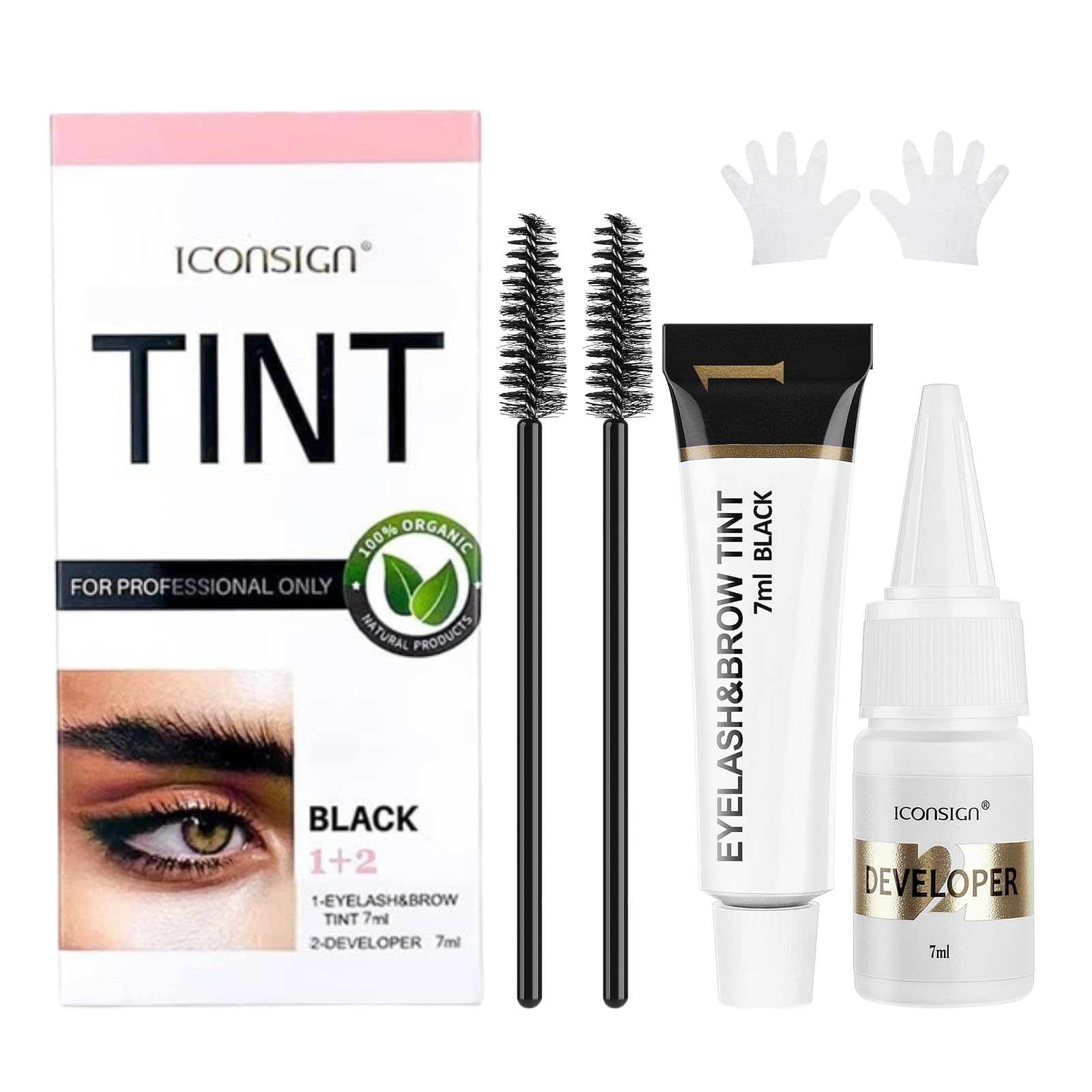 Professional Eyelash & Brow Tinting Kit - Natural Black Dye for 6 Weeks Lasting Color | Safe, Easy to Use at Home or Salon (7ml) | Perfect for DIY Beauty & Professional Lash Treatments