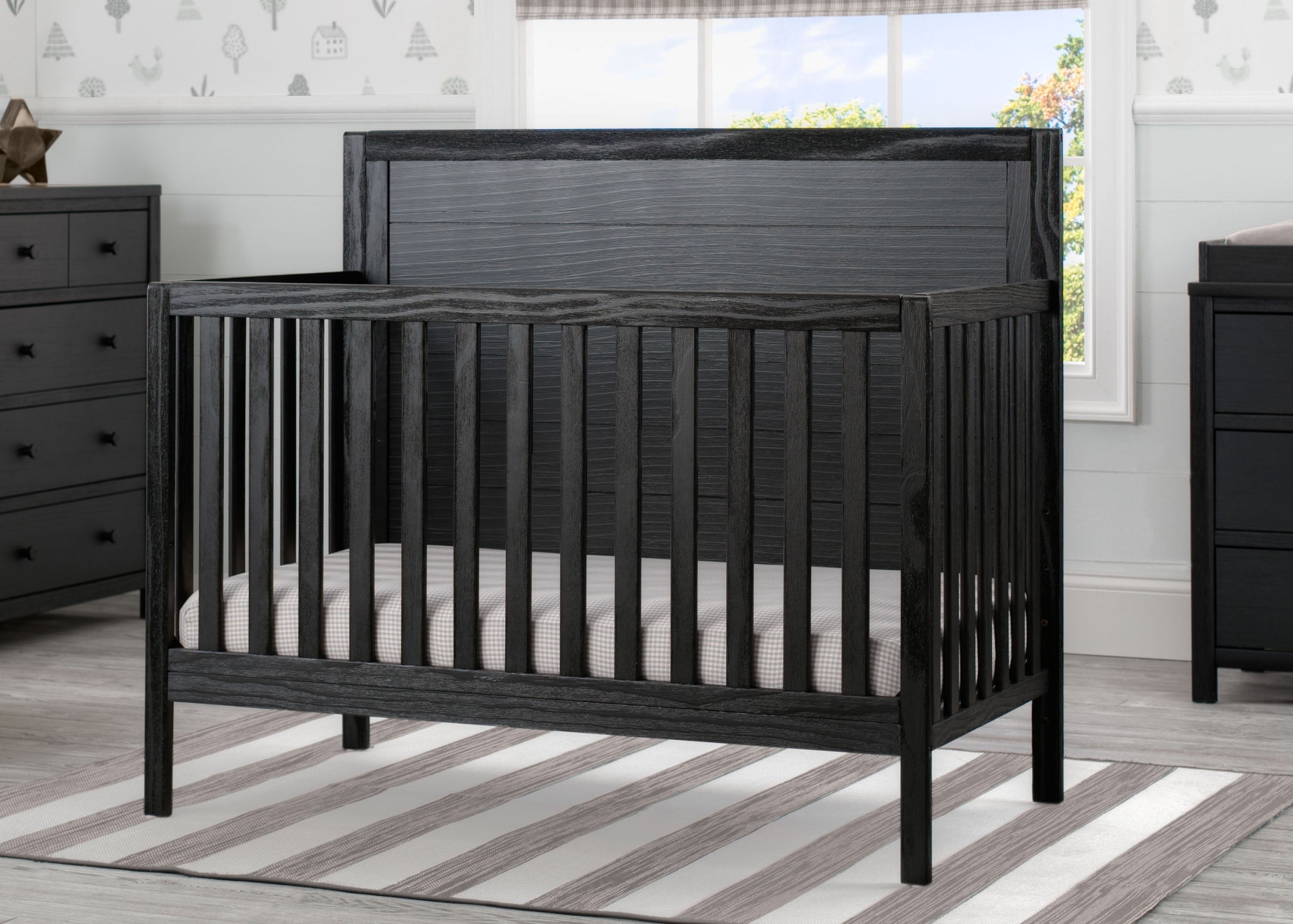Cambridge 4-in-1 Convertible Baby Crib - Toddler Bed & Daybed with Mattress - Nursery Furniture for Boys & Girls - Perfect for Bedrooms, Daycare & Guest Rooms