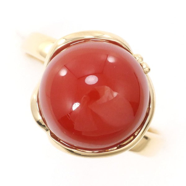 18K Yellow Gold Coral Ring for Women - Elegant Handmade Jewelry Gift for Birthday, Anniversary & Valentine's Day | Perfect for Beach Weddings, Summer Parties & Boho Fashion