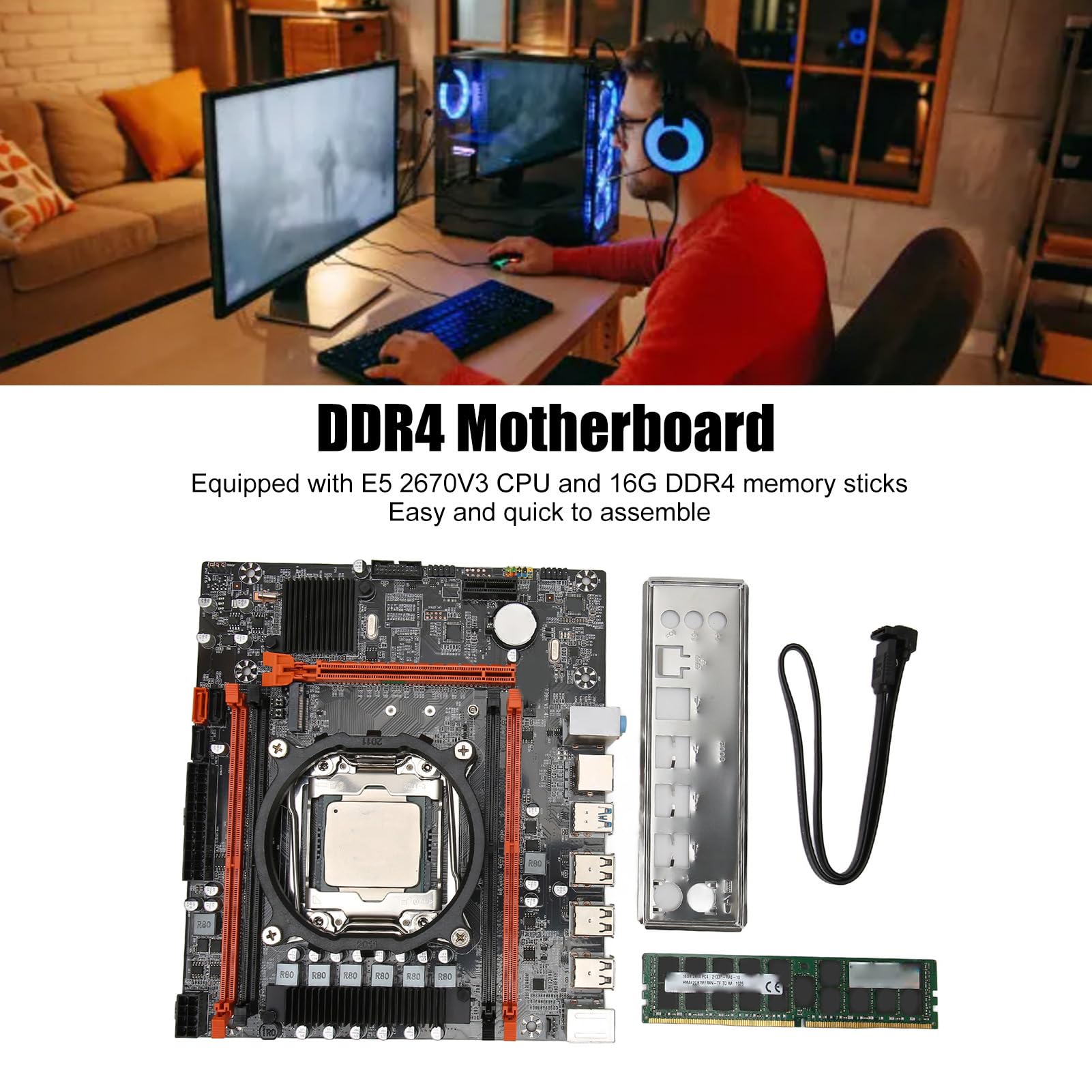 BROLEO X99 DDR4 Motherboard - Dual Channel Desktop Motherboard with 3-Pin Connector for Gaming PC, Workstation & High-Performance Computing