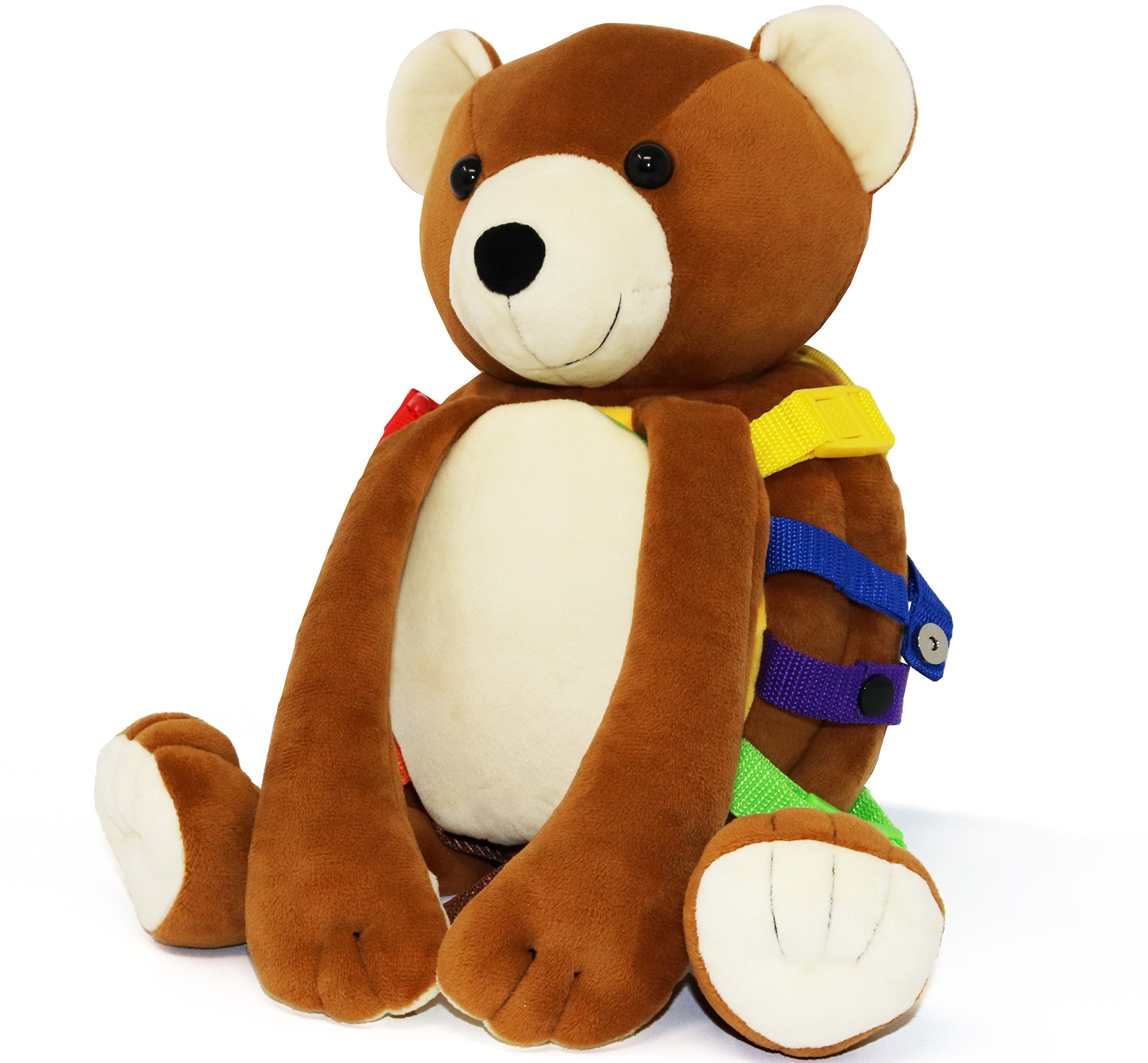 Buckle Toy Bear Backpack - Toddler Learning Backpack with Stuffed Animal & Activity Features - Develops Fine Motor Skills & Life Skills - Soft Plush Travel Toy for Kids - Perfect for Preschool, Daycare & Airplane Travel - Billy Bear