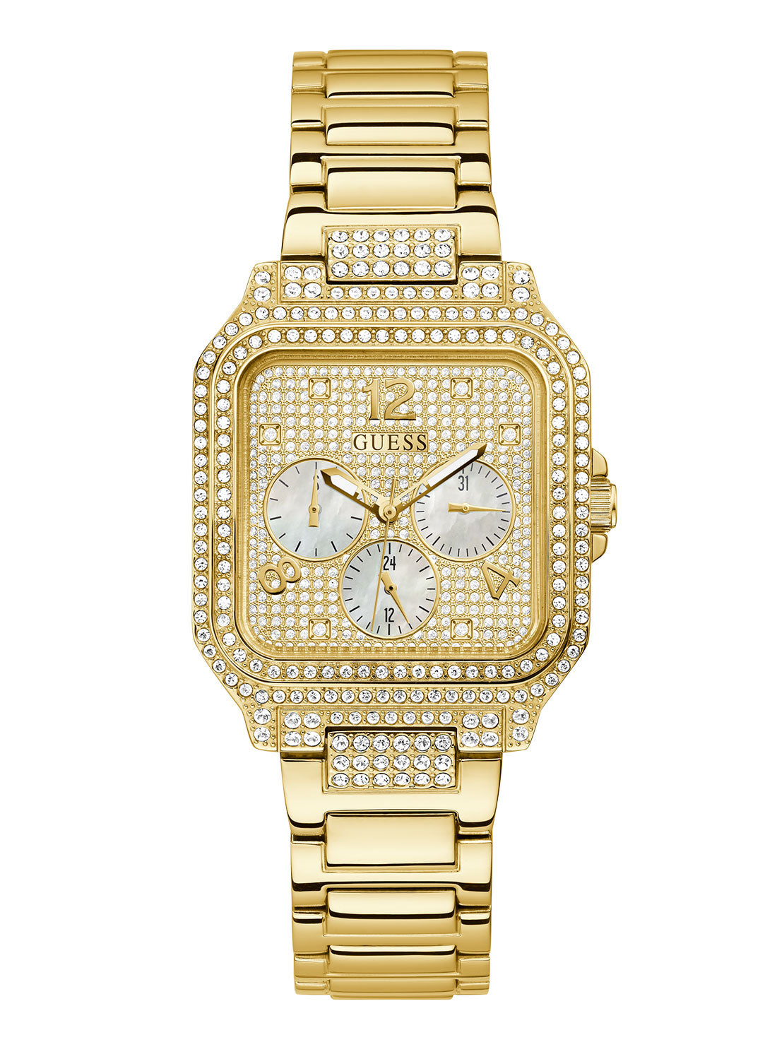 Elegant Gold Deco Glitz Watch for Women - Luxury Fashion Timepiece with Rhinestones - Perfect for Parties, Weddings & Special Occasions