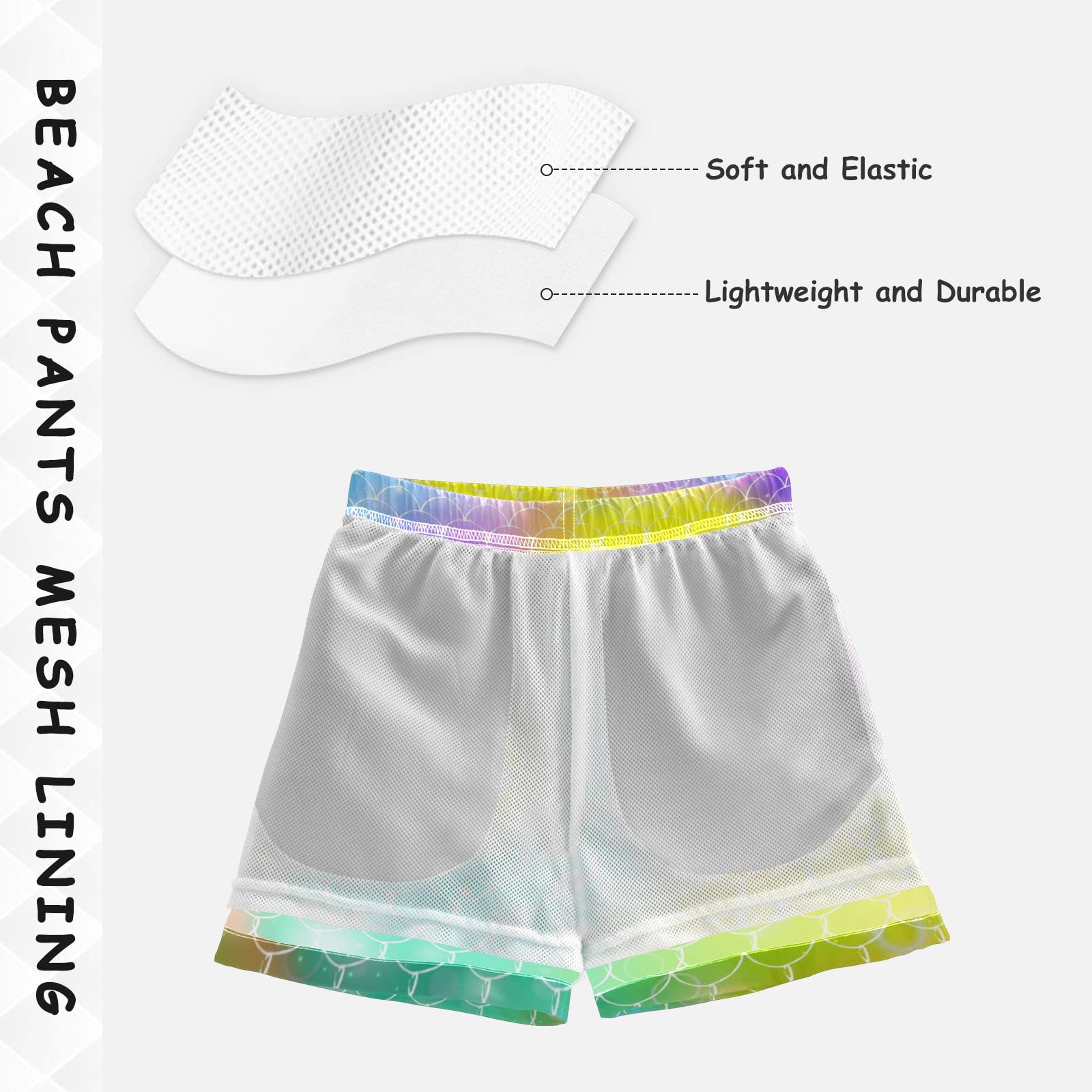 Susiyo Rainbow Mermaid Scales Boys Swim Trunks - Quick Dry Beach Board Shorts for Toddlers | Perfect for Pool, Beach & Summer Water Activities