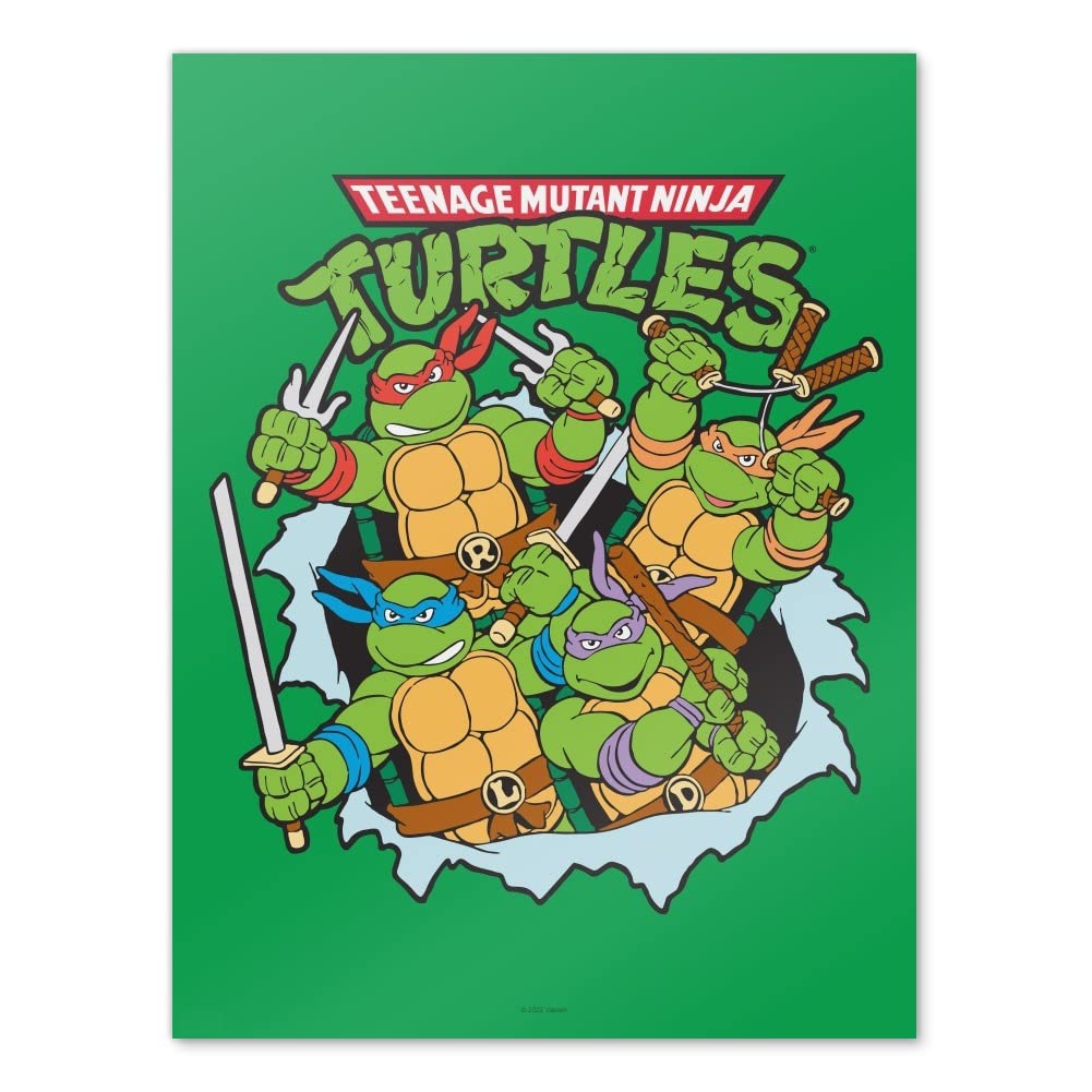 Teenage Mutant Ninja Turtles Retro Wall Art Poster - Vintage TMNT Group Picture for Home & Office Decor - Perfect for Bedroom, Living Room, or Game Room