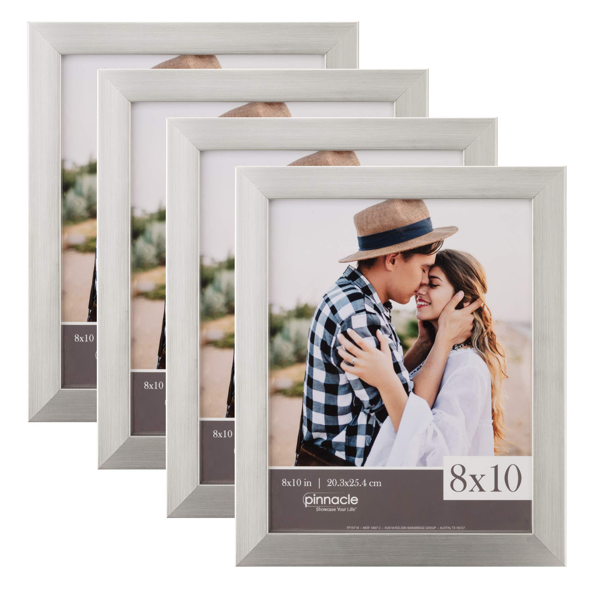 Pinnacle Frames & Accents Classic 8x10 Picture Frame Set of 4 - Silver Photo Frames for Wall Display, Home Decor & Office Decor | Perfect for Family Photos, Artwork & Certificates