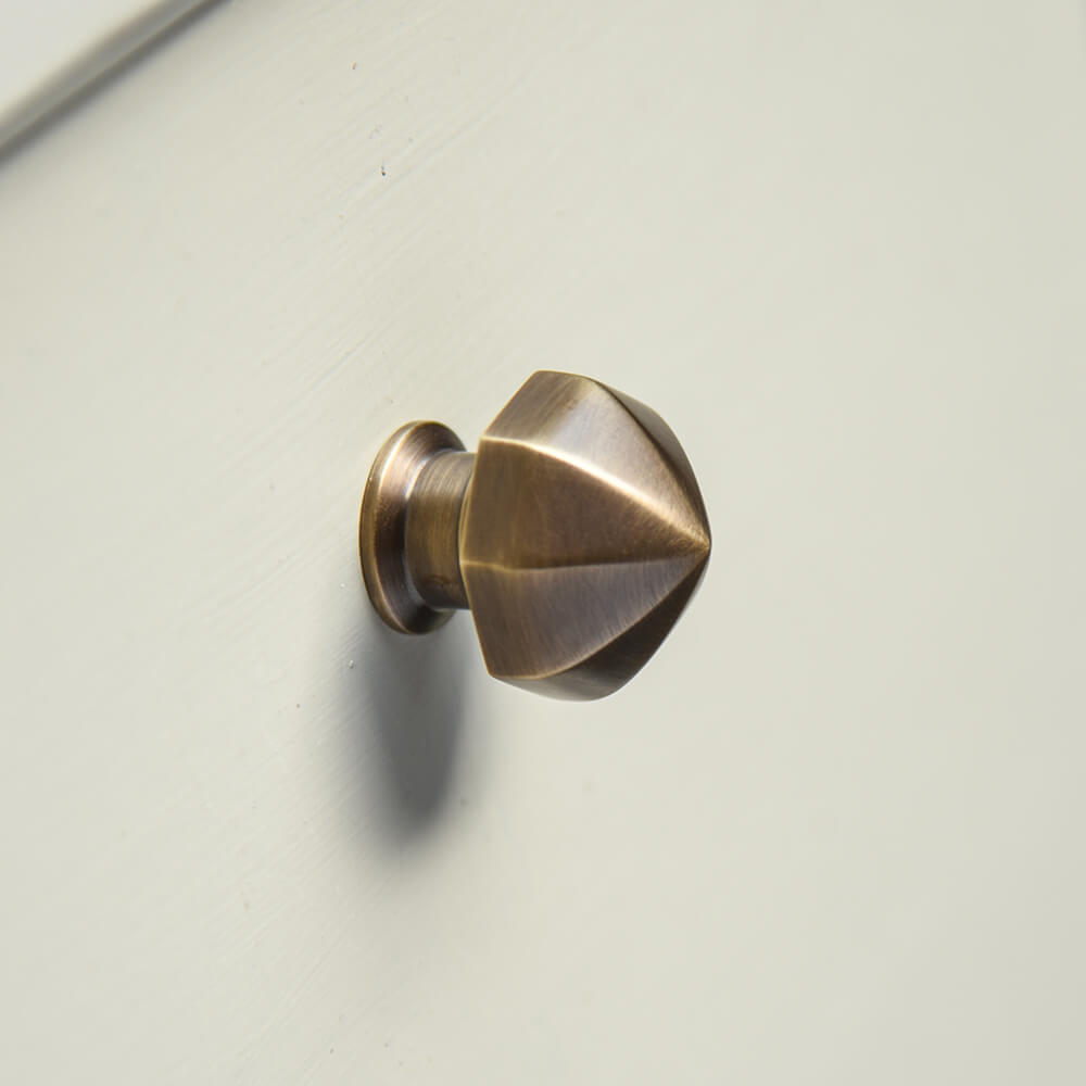 Vintage Brass Octagonal Cabinet Knobs - Pointed Design for Drawers & Furniture (Set of 10) - Perfect for Kitchen Cabinets, Dressers, and Home Decor