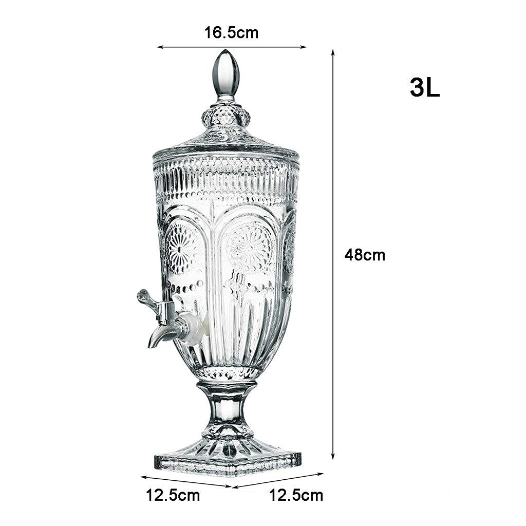3L Glass Beverage Dispenser with Faucet - Crystal Clear Outdoor Drink Dispenser for Juice, Lemonade & Iced Tea - Perfect for BBQs, Picnics & Parties