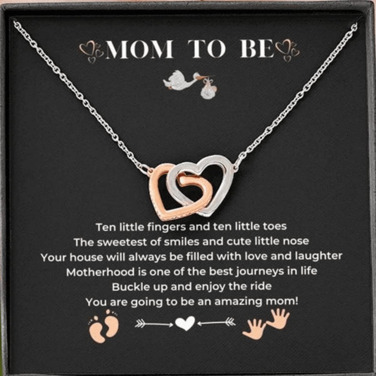 Sterling Silver S925 Interlocking Heart Necklace - Thoughtful Pregnancy Gift for Expecting Moms, First Time Mothers & Wives | Engraved Message Card Included | Perfect for Mother's Day, Christmas, Baby Shower & Birthday Celebrations | Elegant Jewelry for Maternity Photos & Special Occasions
