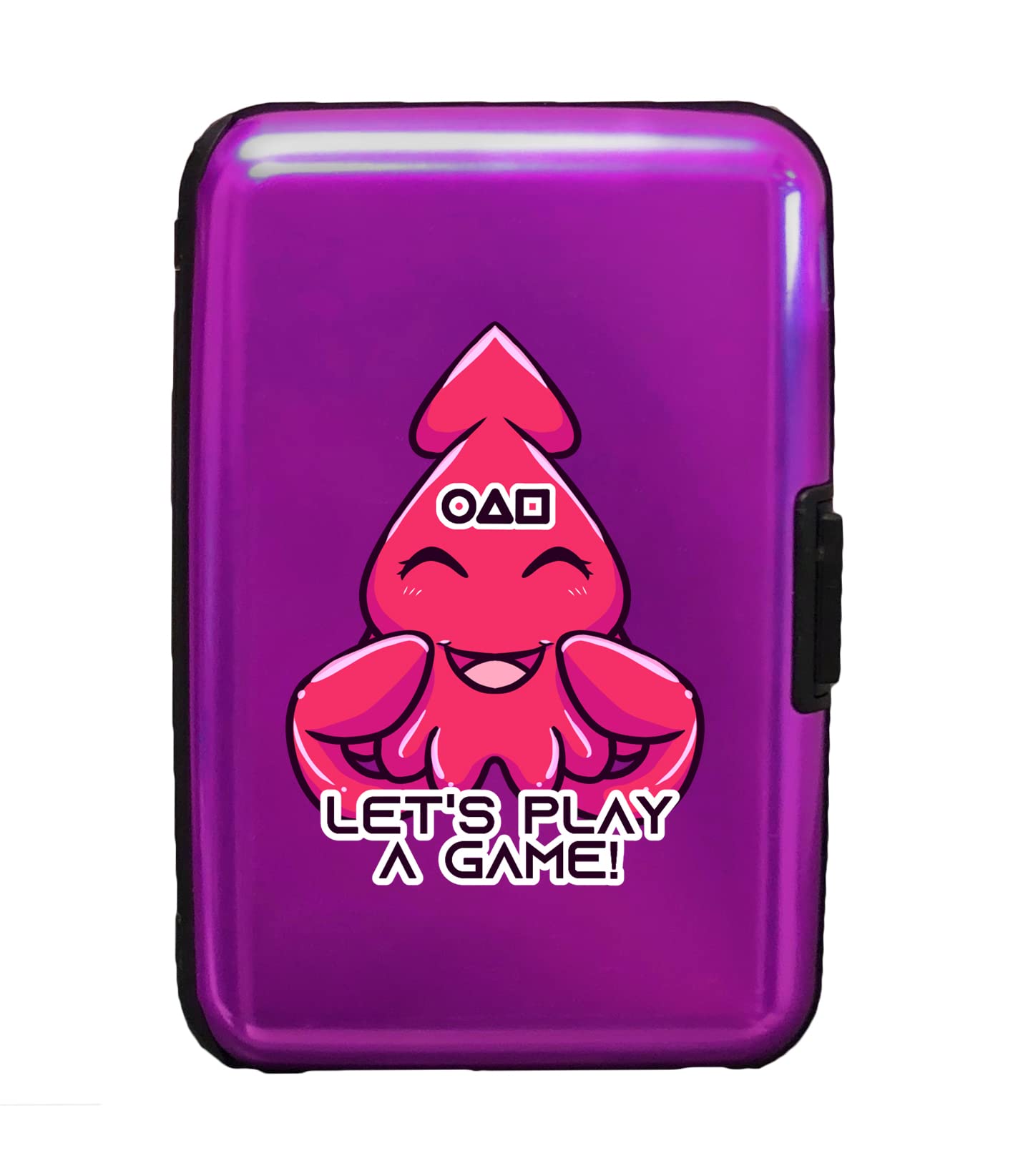Game Show Squid Korean Parody 3D Color Printed Violet Aluminum Hard Credit Card Wallet - Slim RFID Blocking Metal Wallet for Men Women, Perfect for Travel, Shopping & Everyday Use