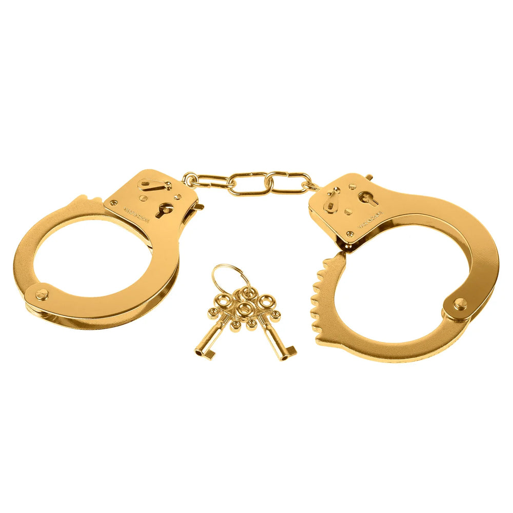 Fetish Fantasy Series Gold Metal Handcuffs - Premium BDSM Restraints for Couples, Role Play & Bondage - Perfect for Bedroom, Spice Up Your Love Life & Adult Play