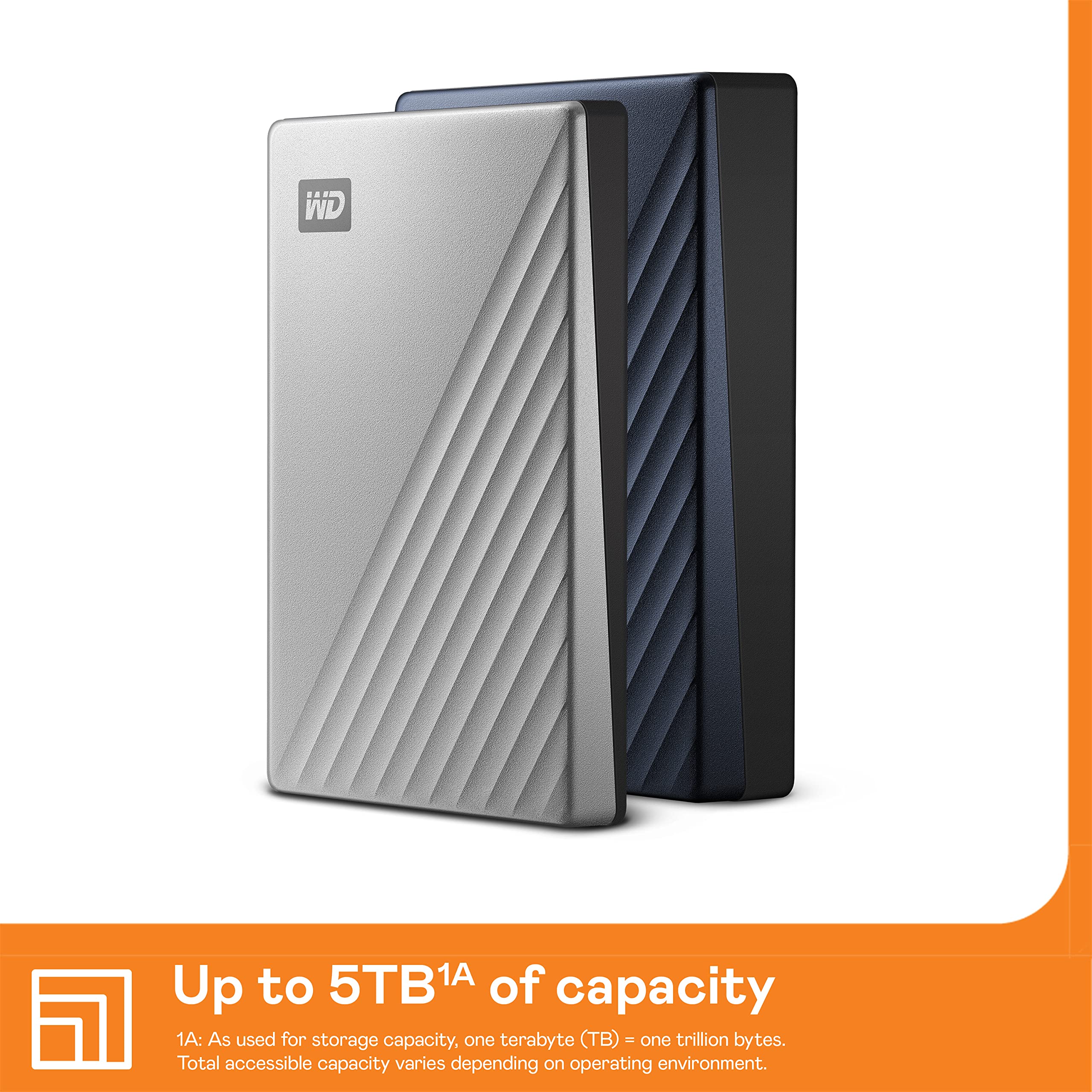 WD 4TB My Passport Ultra Portable External Hard Drive - USB-C & USB 3.1 - Silver | Password Protection & Ransomware Defense | Backup Software Included | Perfect for Data Storage, Travel & PC/Mac Backup