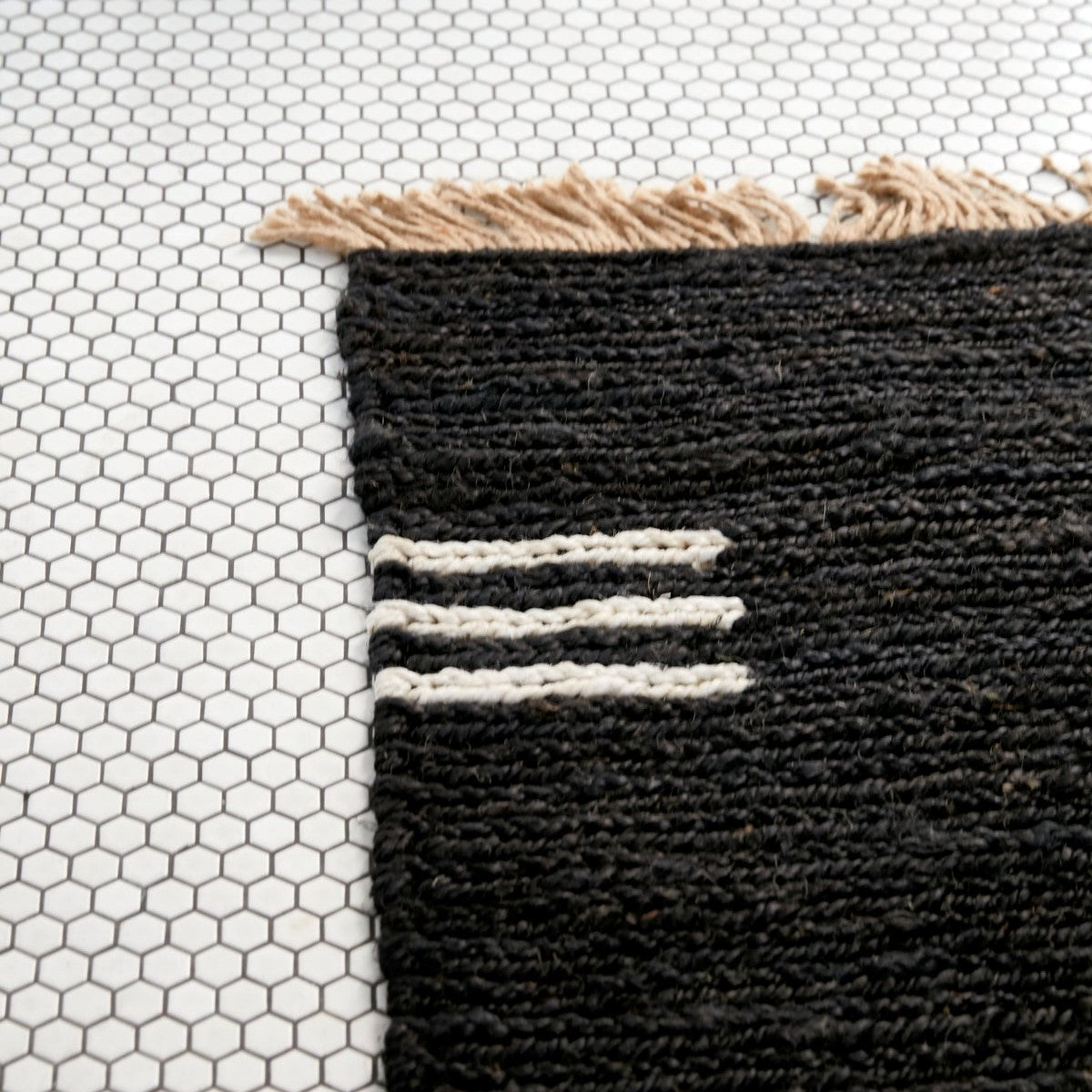 Otto Jute Runner Rug - Black Natural Fiber Floor Mat for Living Room, Bedroom, Hallway | Eco-Friendly Home Decor