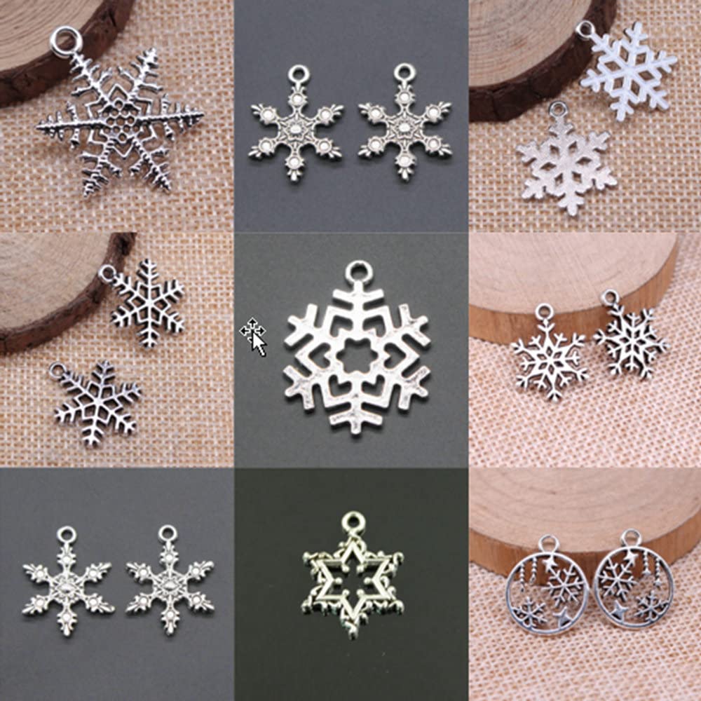 Handmade Snowflake Charms for Jewelry Making - 10pcs 26x10mm Metal Pendants for DIY Necklace, Bracelet & Earrings - Perfect for Winter Crafts, Christmas Gifts & DIY Jewelry Projects