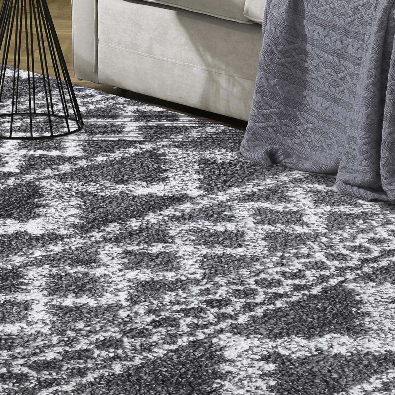 Rhea Geometric Bohemian Plush Shag Area Rug - Soft Non-Slip Indoor Floor Carpet for Living Room, Bedroom & Nursery | Modern Home Decor