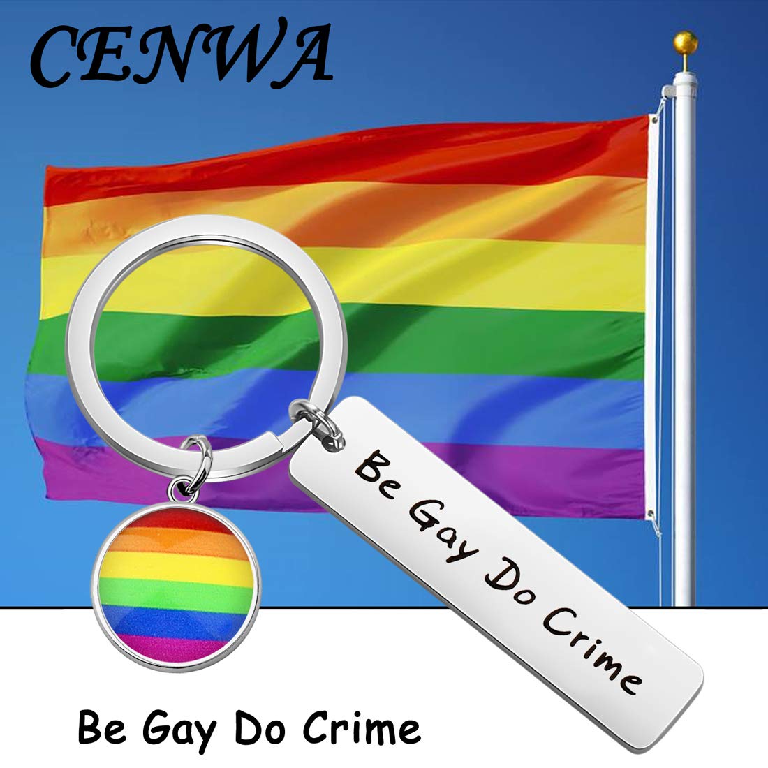 LGBTQ Pride Rainbow Flag Keychain - Gay Pride Jewelry Gift for LGBTQ Community - Perfect for Pride Parades, Everyday Carry & LGBTQ Support