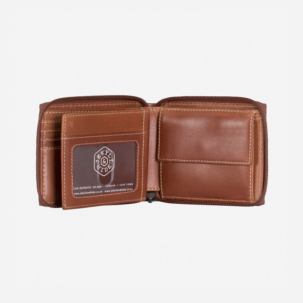 Premium Texas Large Zip Around Wallet with Coin Pocket - Genuine Leather RFID Blocking Bifold Wallet for Men - Perfect for Travel, Business & Everyday Use