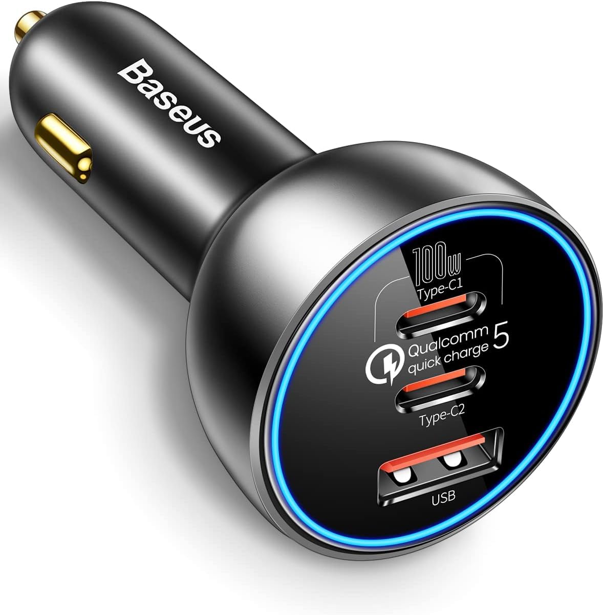 Baseus 160W USB C Car Charger with QC5.0 & PD3.0 PPS - 3 Port Super Fast Charging Adapter for iPhone 15/14/13 Pro, Samsung S22, iPad & MacBook Pro - Perfect for Road Trips & Daily Commutes